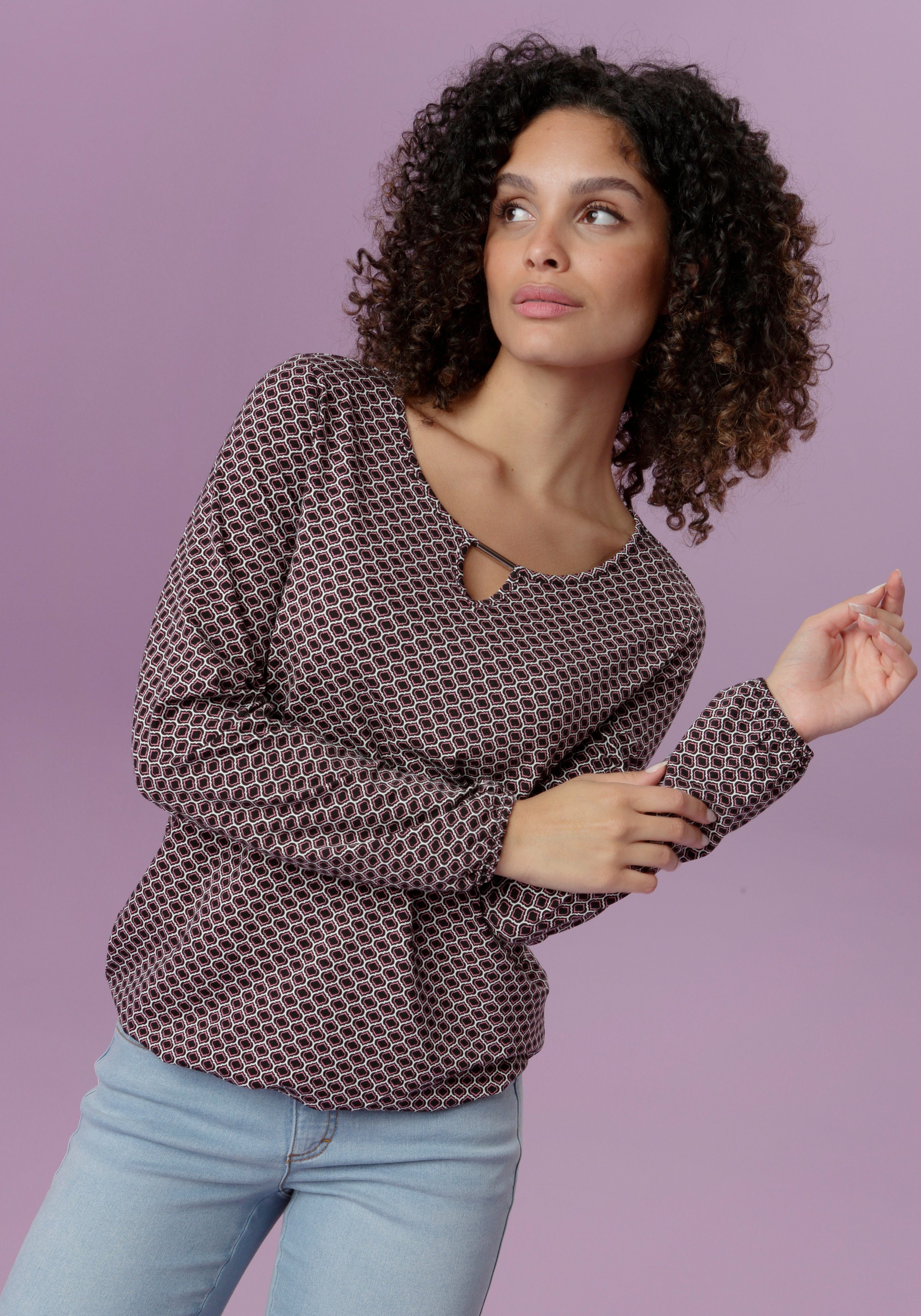 Aniston SELECTED Langarmshirt in unterschiedlichen Drucken, jeweils mit Sch günstig online kaufen