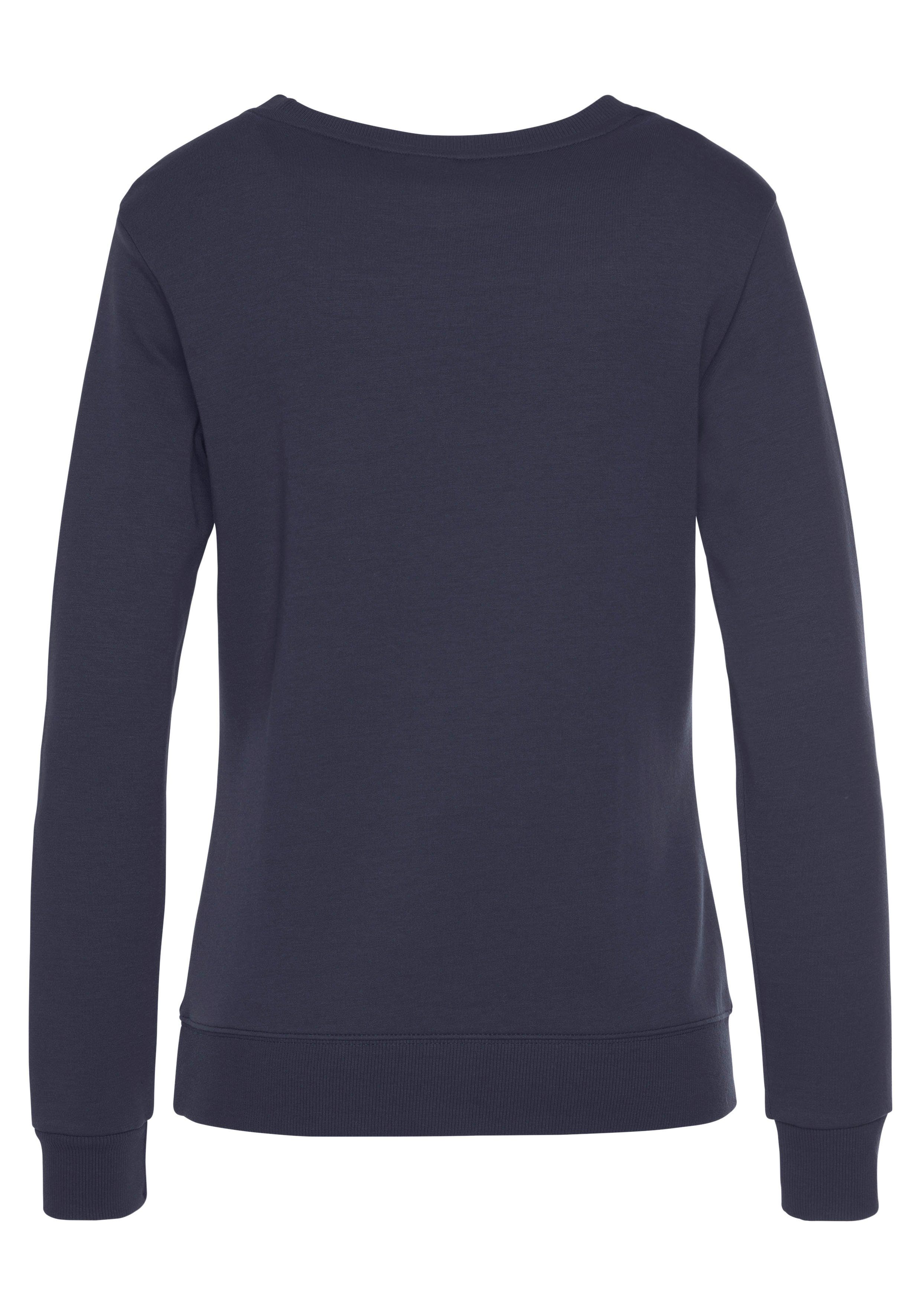 KangaROOS Sweatshirt mit Kontrastfarbenem Logodruck, Loungeanzug marine