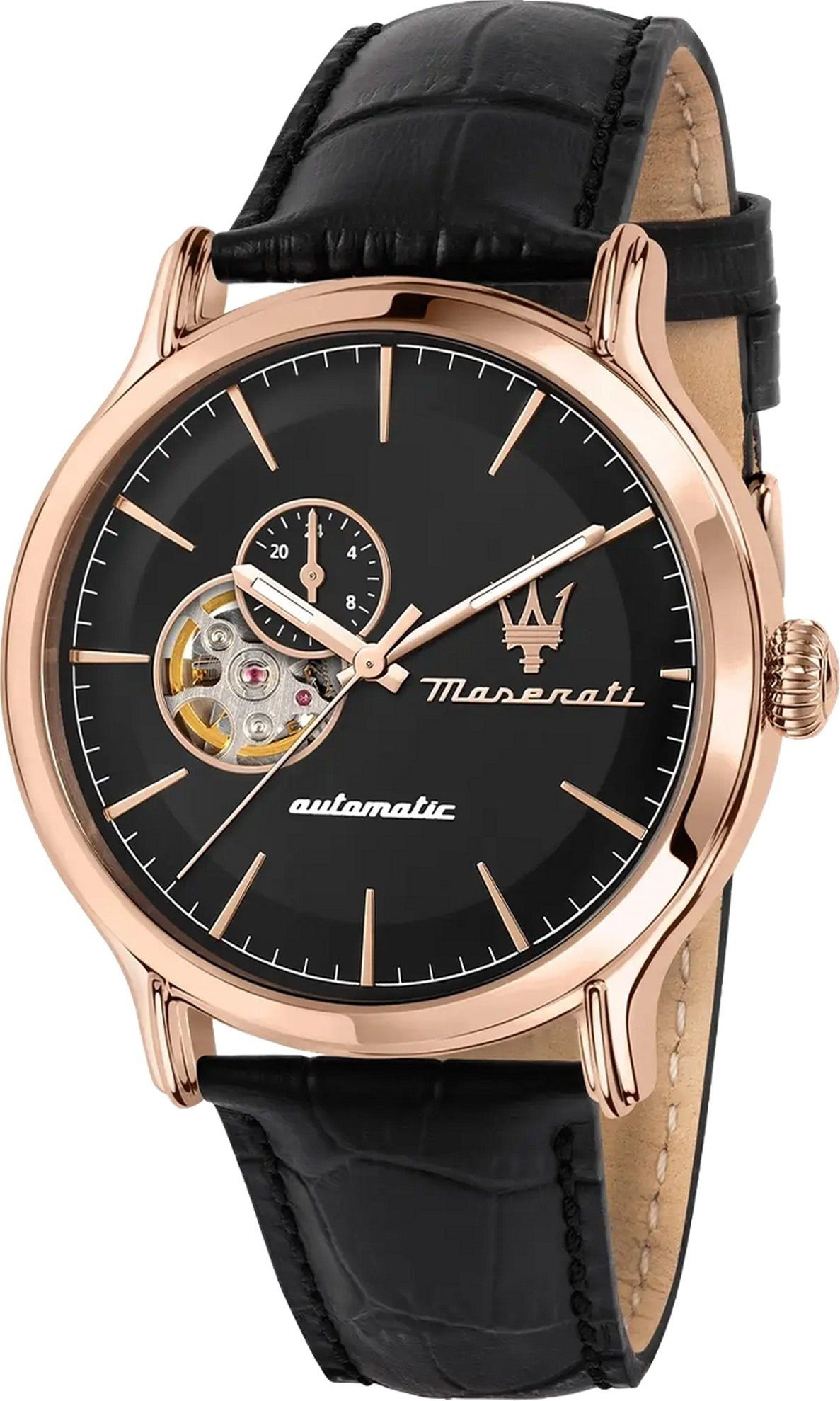 MASERATI Quarzuhr Maserati Herren Uhr Analog EPOCA, (Analoguhr), Herrenuhr rund, groß (ca. 42mm) Lederarmband, Made-In Italy