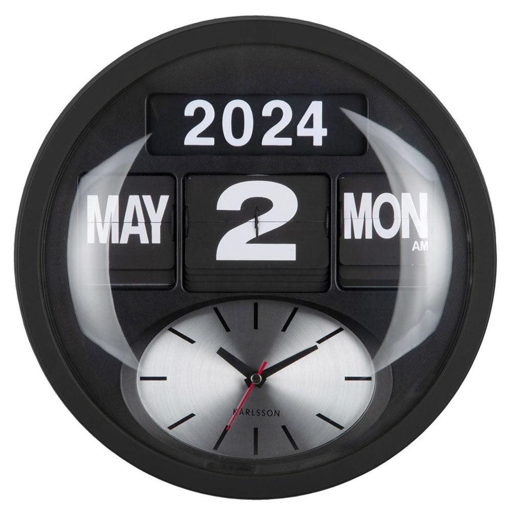 Karlsson Uhr Wanduhr Round Flip Schwarz