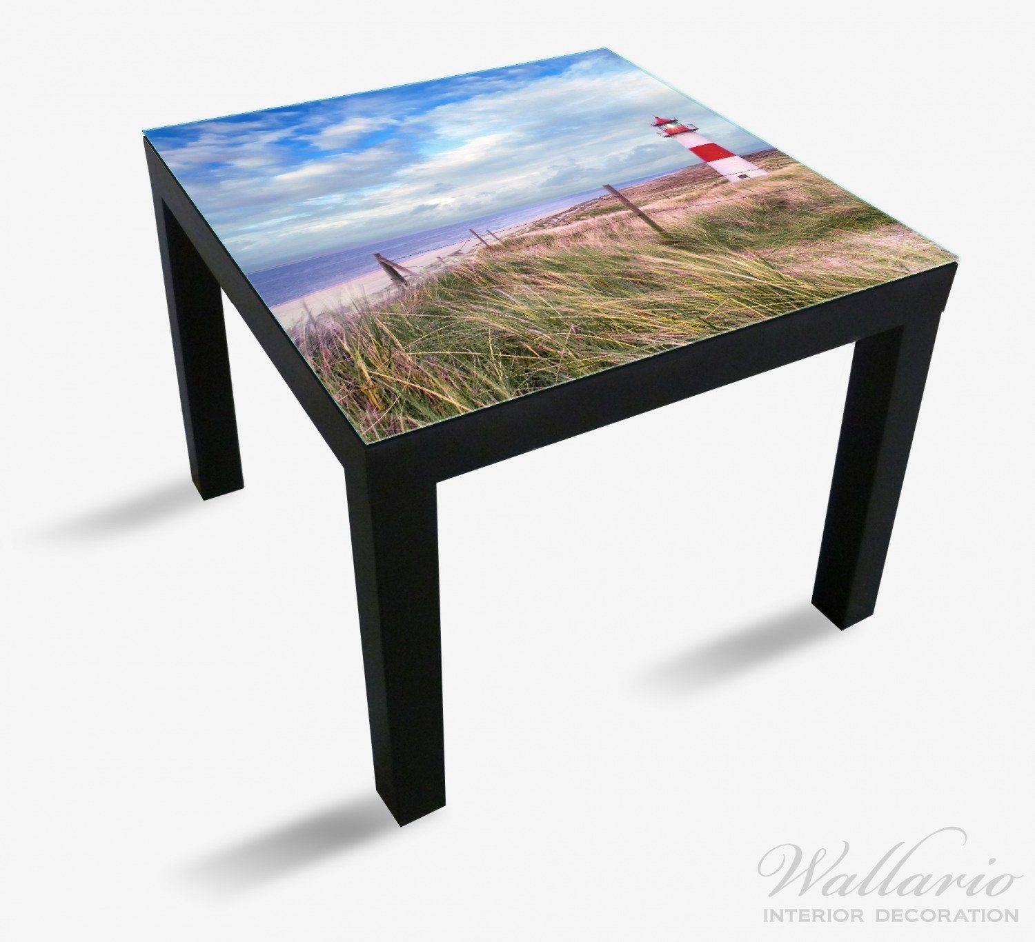 Wallario Tischplatte geeignet St), für am von Lack Sylt Leuchtturm Strand Ikea (1 Tisch