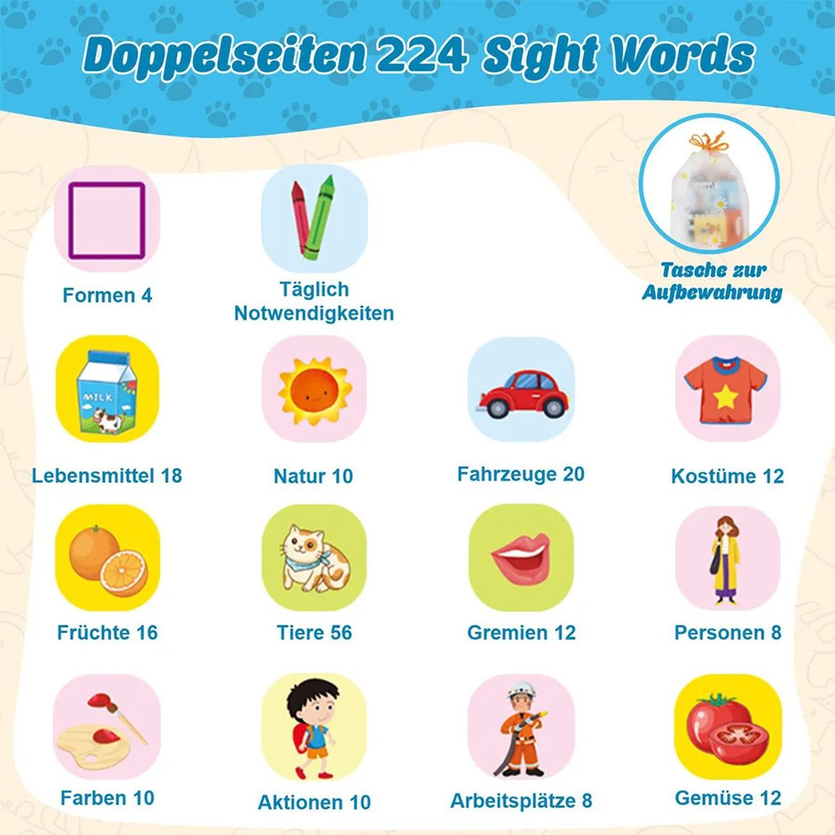 Novzep Lernspielzeug Englisch Lernkarten Lernspielzeug, 112 Blätter 224 Wör günstig online kaufen