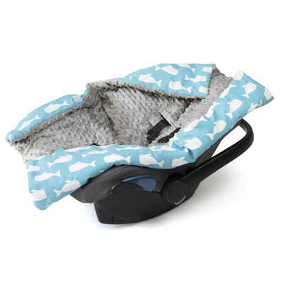 Einschlagdecke, Navaris, Decke für Babyschale - universal Baby Decke für u.a. Maxi Cosi Römer Cybex Autositz - Kinderwagen Fußsack - Wal Design