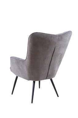byLIVING Sessel Uta (Bezug: Samtstoff, Webstoff, Cordstoff / Farbe: dunkelgrün, sandfarben, grau, dunkelgrau, schwarz), passender Hocker separat erhältlich