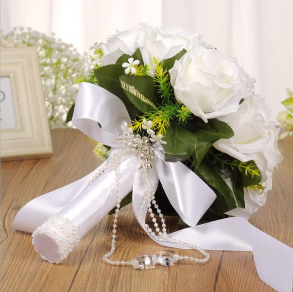 Kunstblumenstrauß Brautstrauß Hochzeit Koreanischer Stil Weiß Falsche Rosen Brautstrauß, FELIXLEO