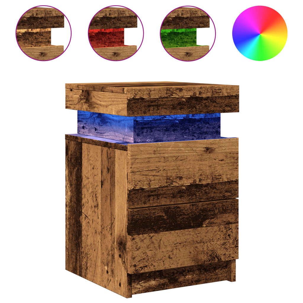 vidaXL Nachttisch, LED-Nachttisch Altholz-Optik 35x39x55 cm günstig online kaufen
