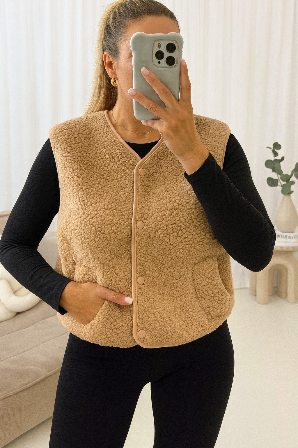 Worldclassca Fellimitatweste Worldclassca Teddy Weste Warm Kuschelig Kurz H günstig online kaufen