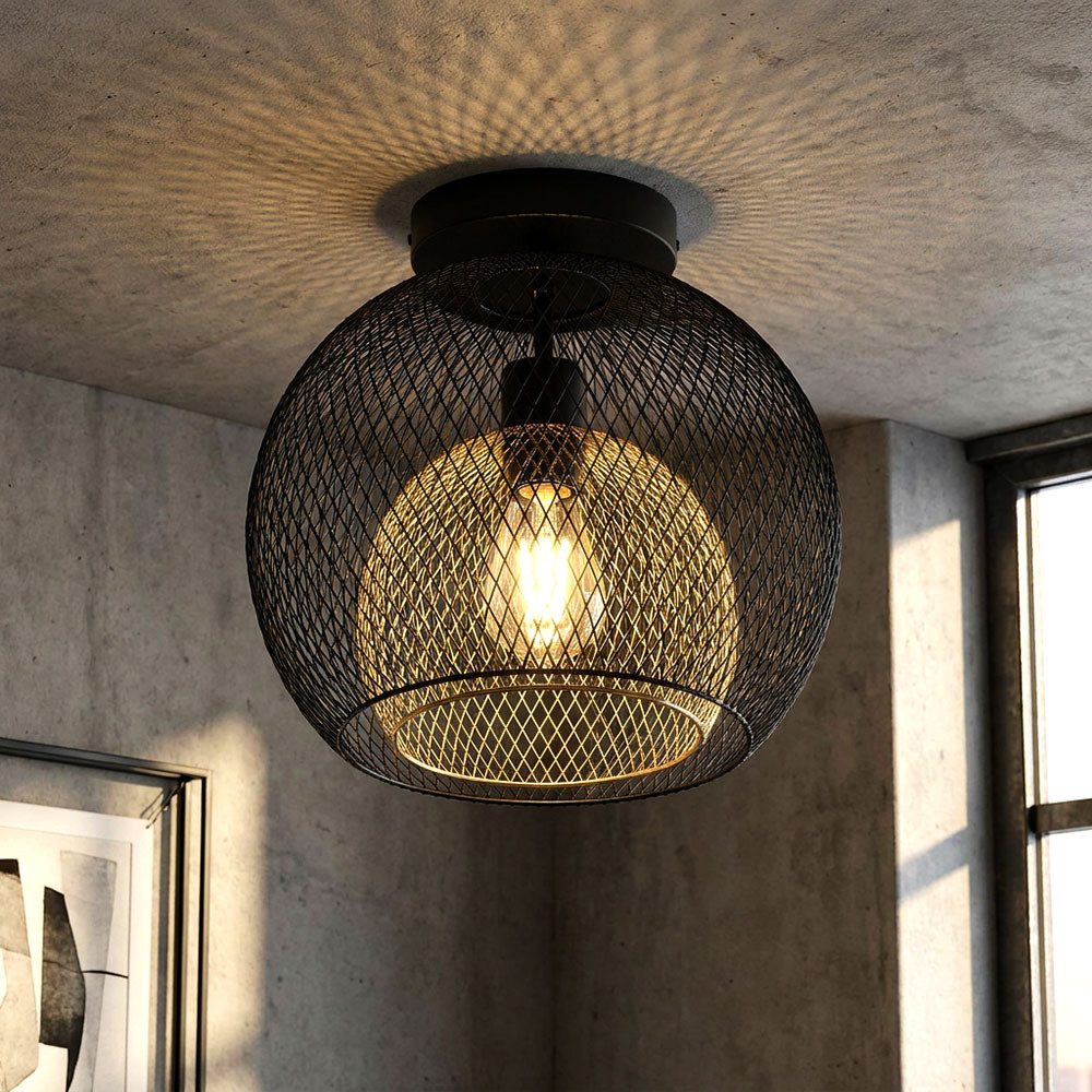 NOWA Deckenleuchte, Leuchtmittel nicht inklusive, Deckenleuchte Deckenlampe Küchenlampe Gitter Flurleuchte schwarz
