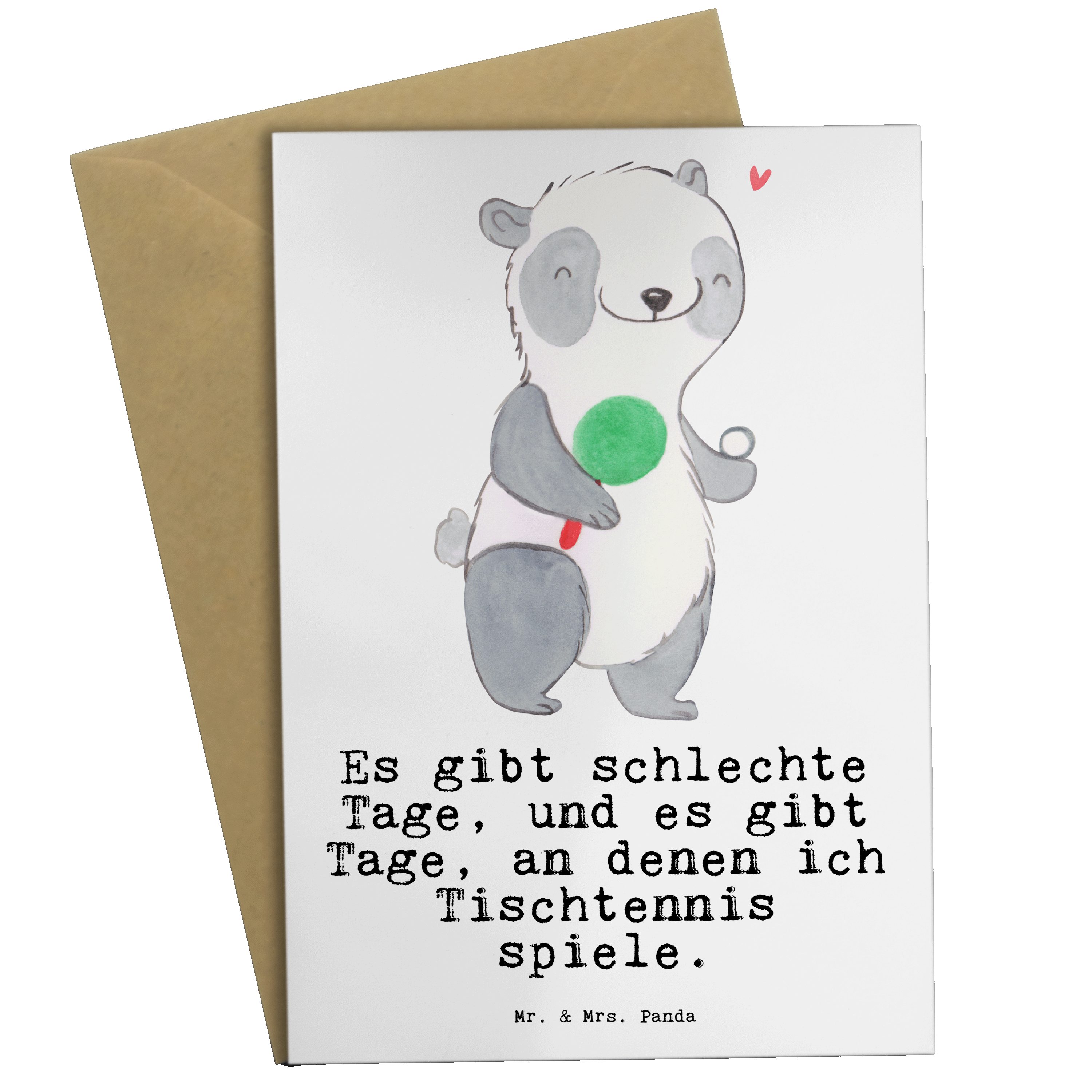 Mr. & Mrs. Panda Grußkarte Panda Tischtennis Tage Weiß Geschenk