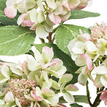 Kunstpflanze Kunstpflanze Hortensie Hortenisenbusch mit Topf 58cm Deko grün rosa, TronicXL, Höhe 58 cm