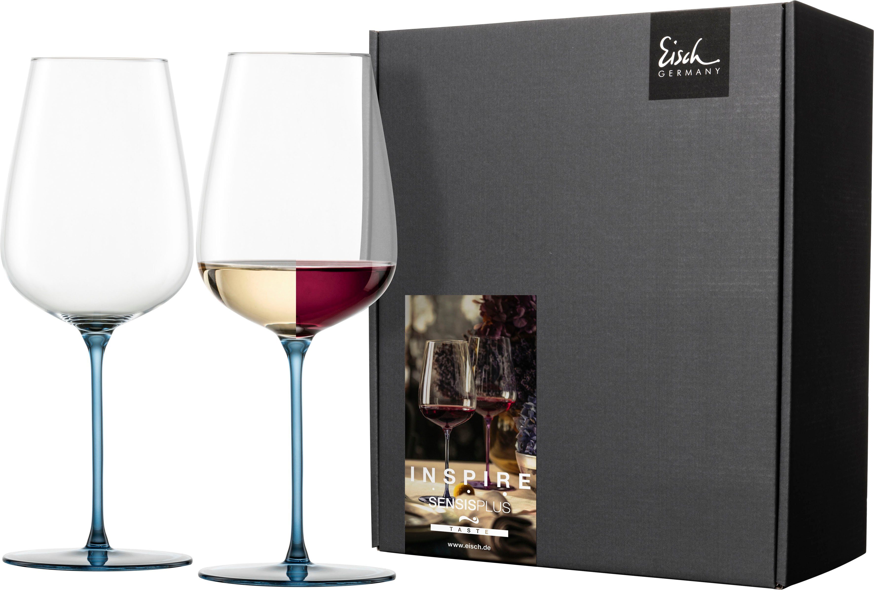 Eisch Germany Weinglas INSPIRE SENSISPLUS, Made in Germany, 2-tlg., Kristallglas, die Veredelung der Stiele erfolgt in Handarbeit, 2-teilig