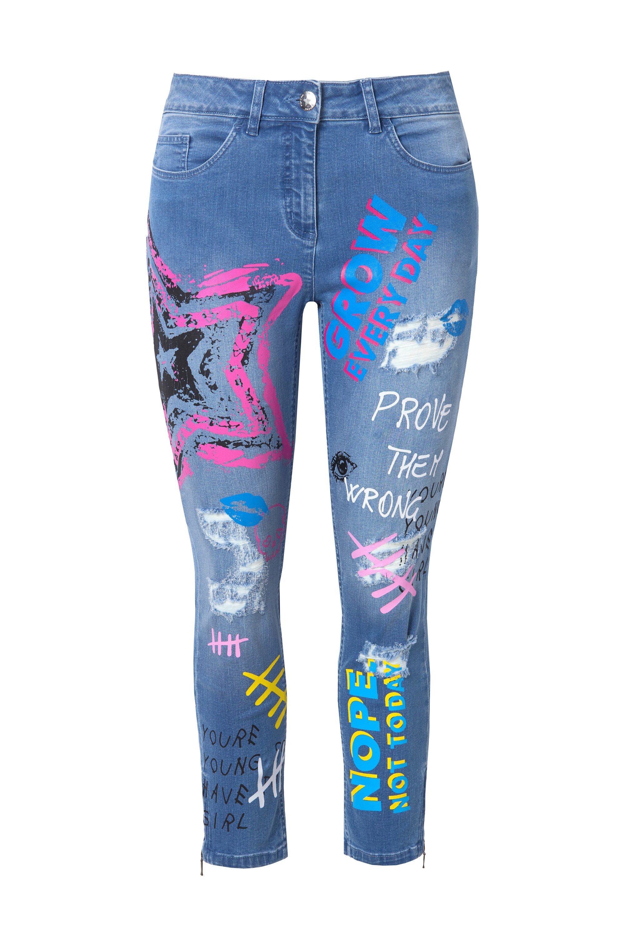Angel of Style Röhrenjeans Jeans Irma Slim Fit Alloverdruck 5-Pocket günstig online kaufen