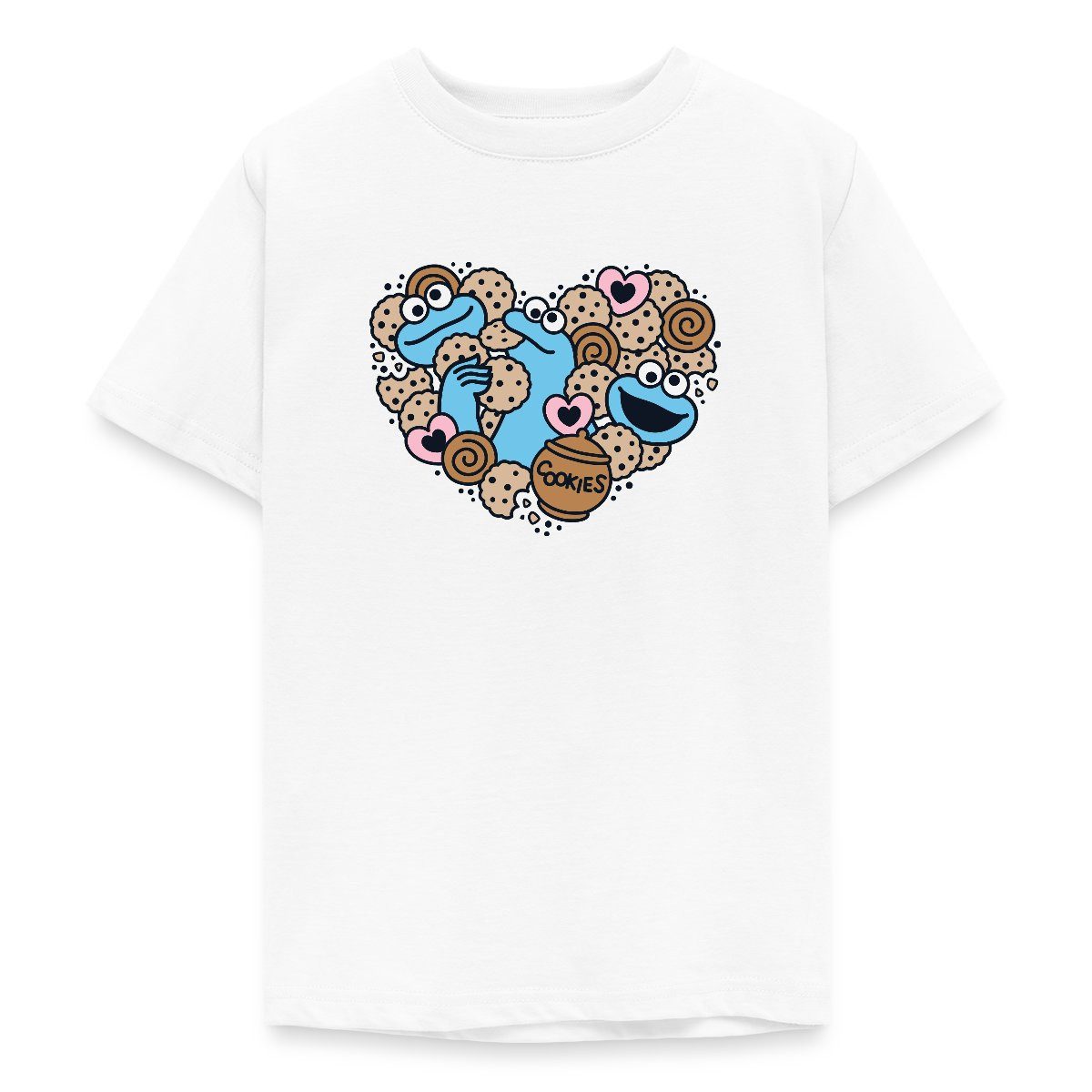 T-Shirt Sesamstraße Herz Mit Krümelmonster Teenager T-Shirt