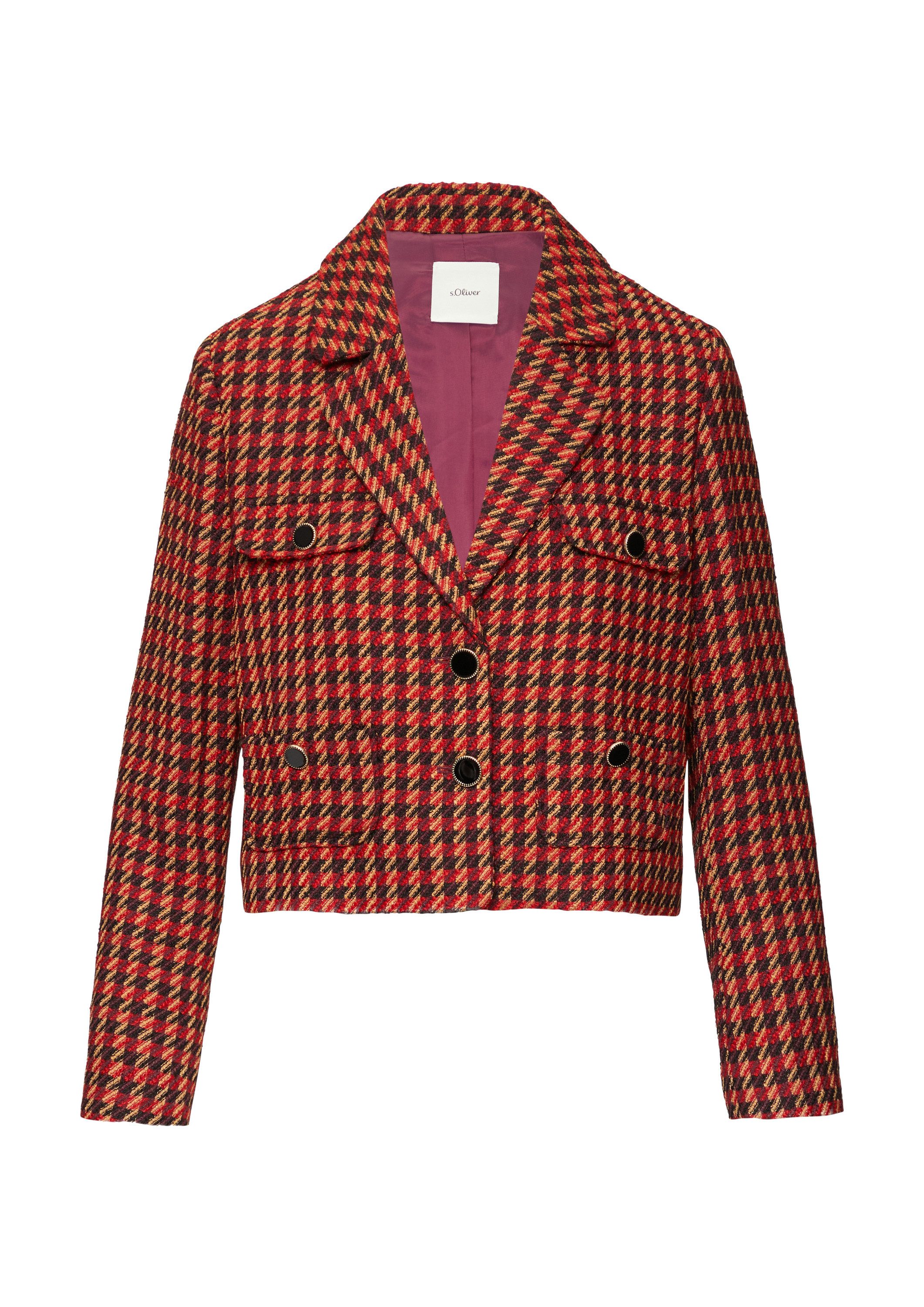 s.Oliver Jackenblazer Indoor-Blazer Kurzer Bouclé-Blazer mit Hahnentrittmus günstig online kaufen