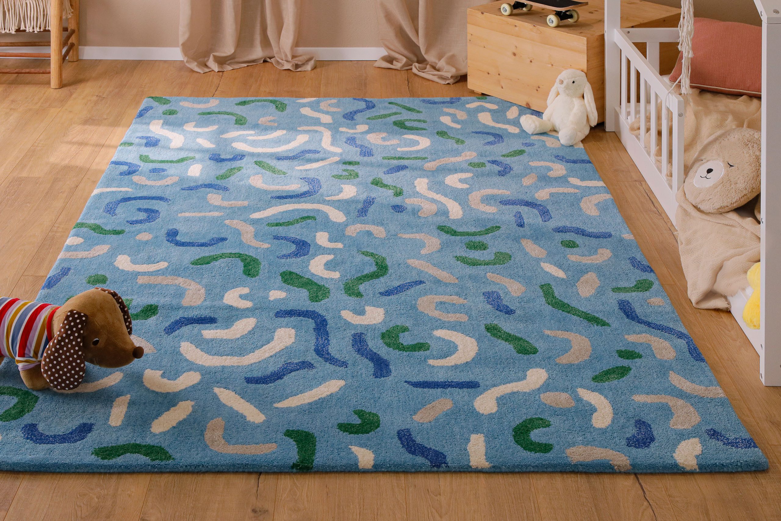 SMART KIDS Kinderteppich Confetti, rechteckig, Höhe: 16 mm, Kinder- & Spielteppich, Hoch-Tief-Effekt, Schurwolle, Kinderzimmer