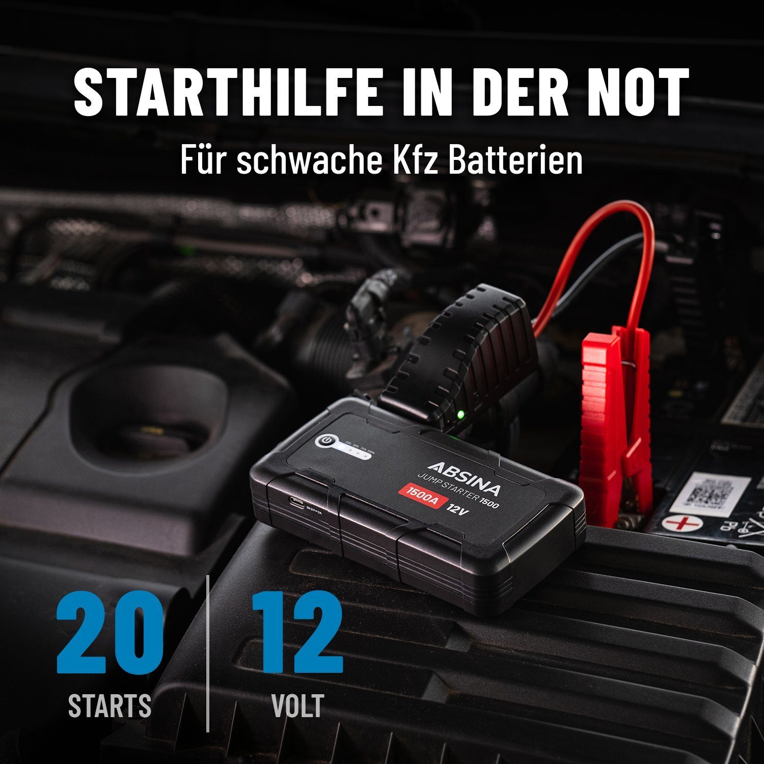 12V Powerbank Starthilfe Drive Mini mit Kfz Starterkabel