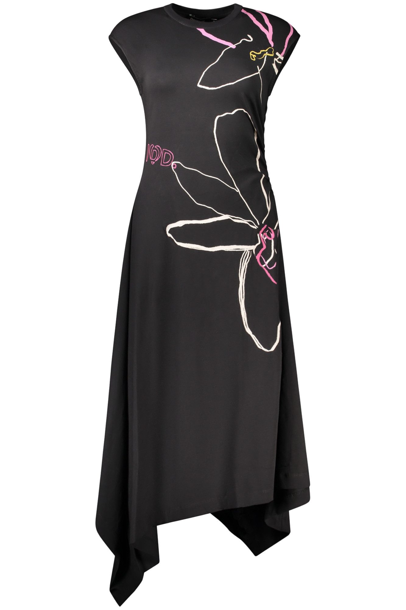 Desigual Partykleid Ärmelloses langes Kleid mit Rundhalsausschnitt und Kontrastdetails