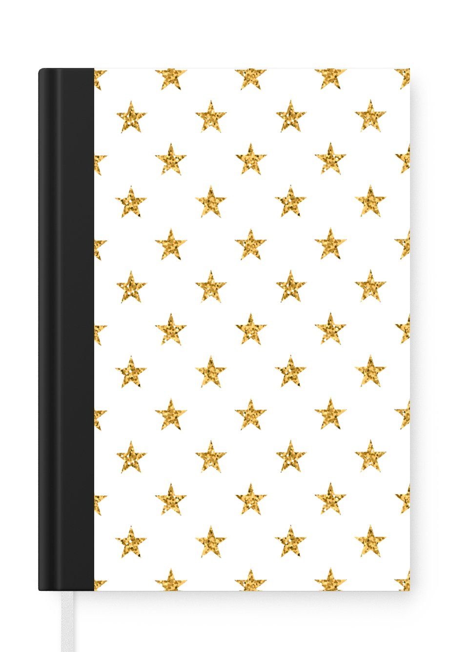 MuchoWow Notizbuch Sterne - Glitter - Gold - Design - Weihnachten, Journal, Merkzettel, Tagebuch, Notizheft, A5, 98 Seiten, Haushaltsbuch
