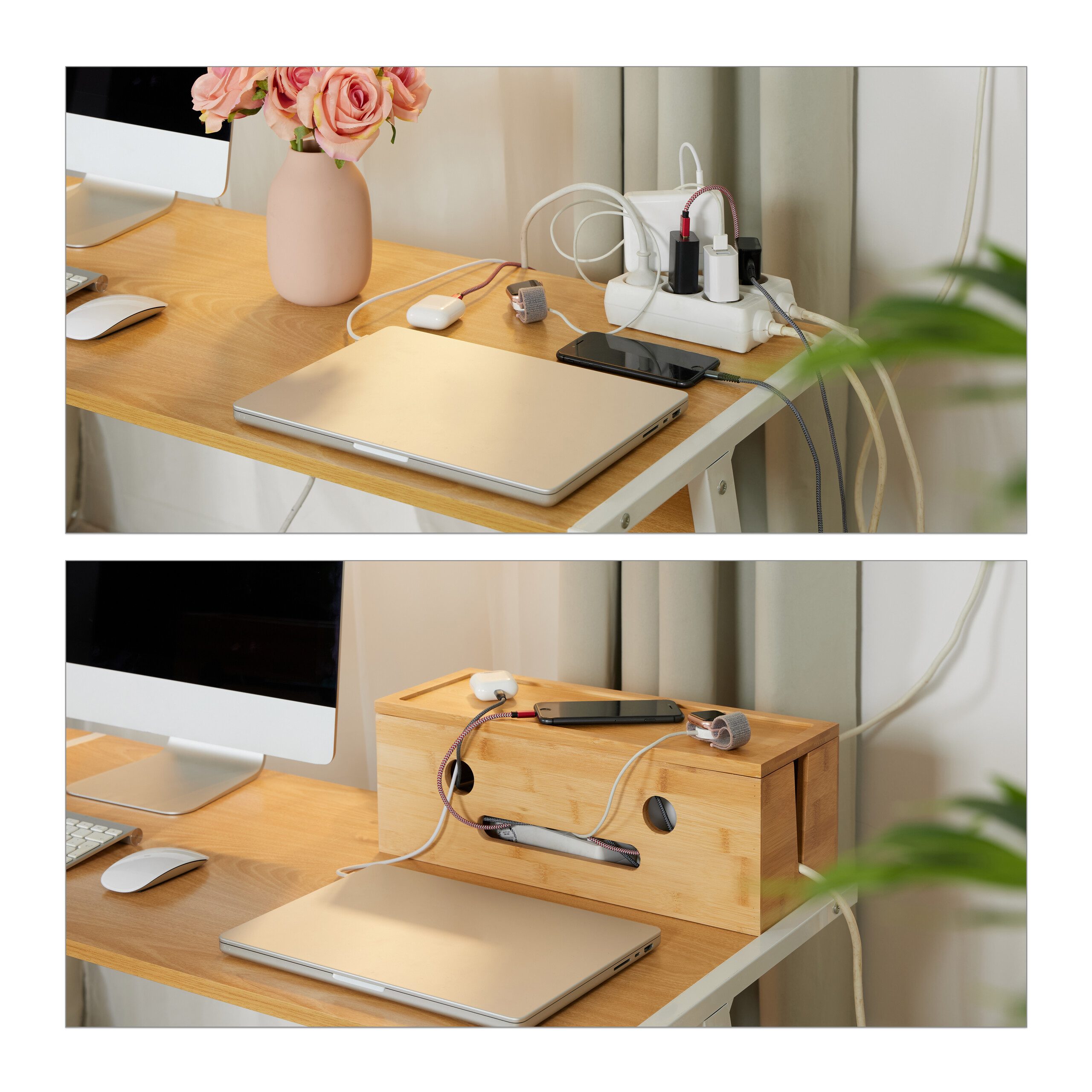 relaxdays Kabelbox aus Bambus günstig online kaufen