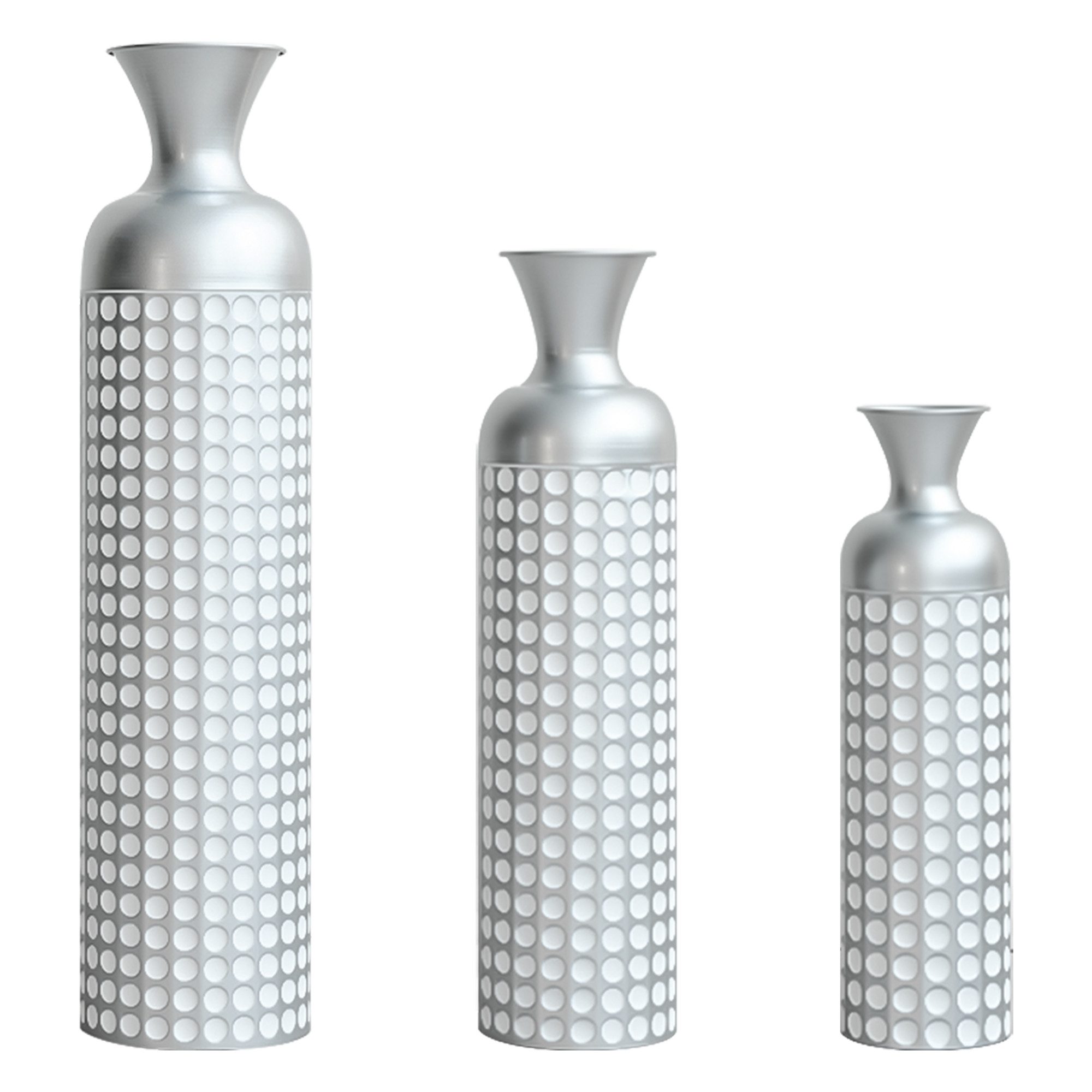 KLAM HOME Große Bodenvase 3er Set aus Metall, (50/65/83 cm), Mid-Century Modern (Dekovase Boden bis zur Decke reichende Vase, hohe dekorative Vase), Vintage Deko, Dekorative Vase für Wohnzimmer, Flur und Schlafzimmer