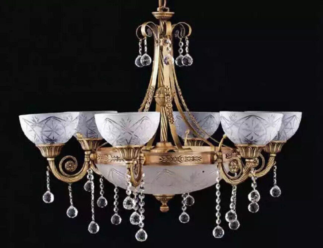 JVmoebel Deckenleuchte Lüster Deckenlampe Deckenleuchter Lampe Kronleuchter Glas Gold, Made in Europa