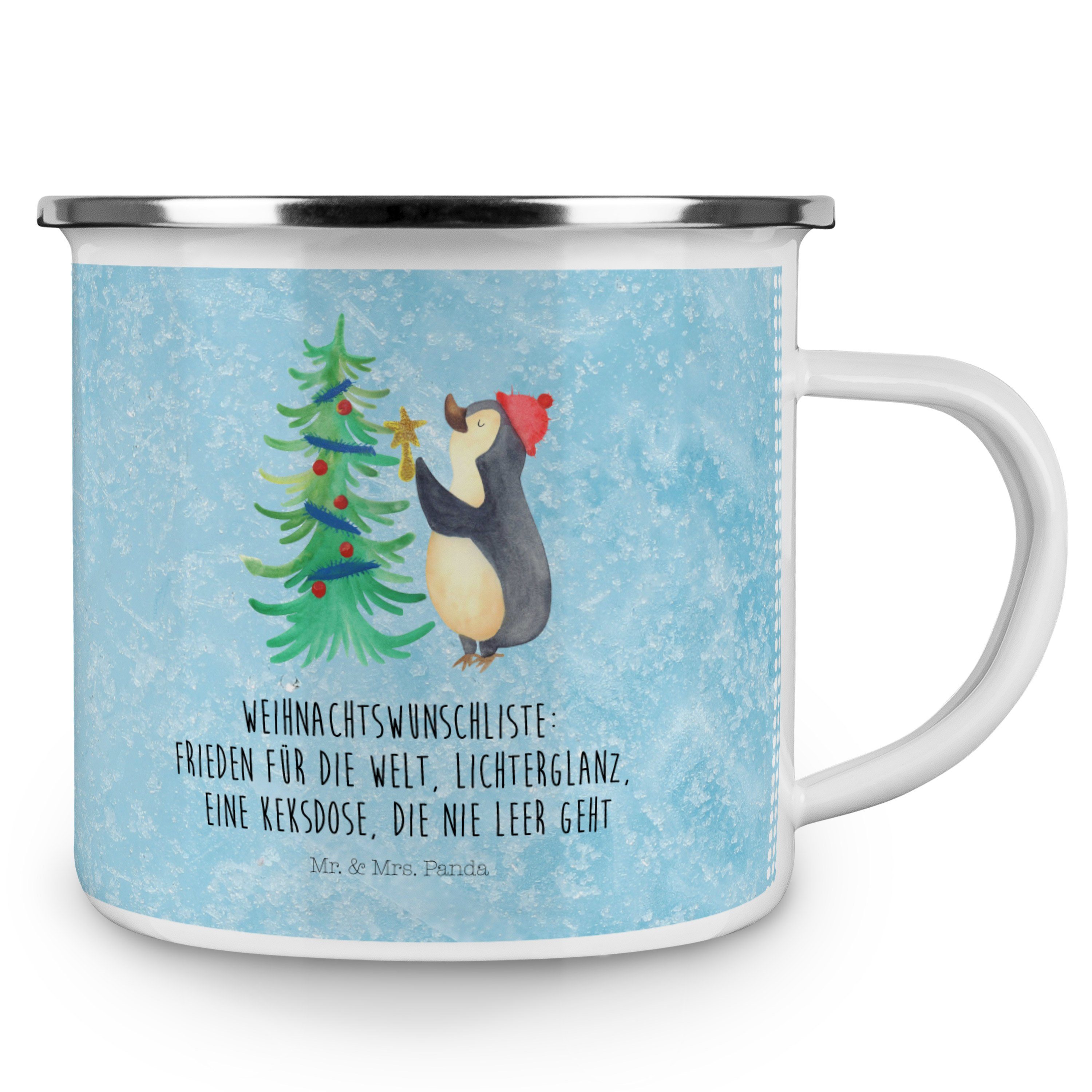 - Tas, Geschenk, Eisblau Emaille - Heiligabend, Mrs. Weihnachtsbaum Becher Mr. Camping & Pinguin Panda