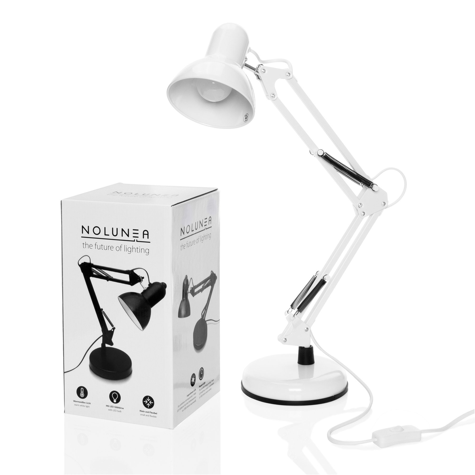 Goods+Gadgets LED Schreibtischlampe Retro Arbeitsplatzlampe Leselampe, LED wechselbar, Tischlampe, Gelenk-Arm