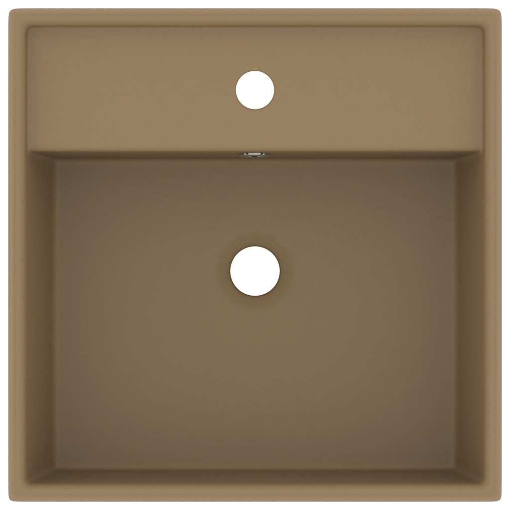vidaXL Waschbecken Luxus-Waschbecken Überlauf Quadratisch Matt Creme 41x41 cm