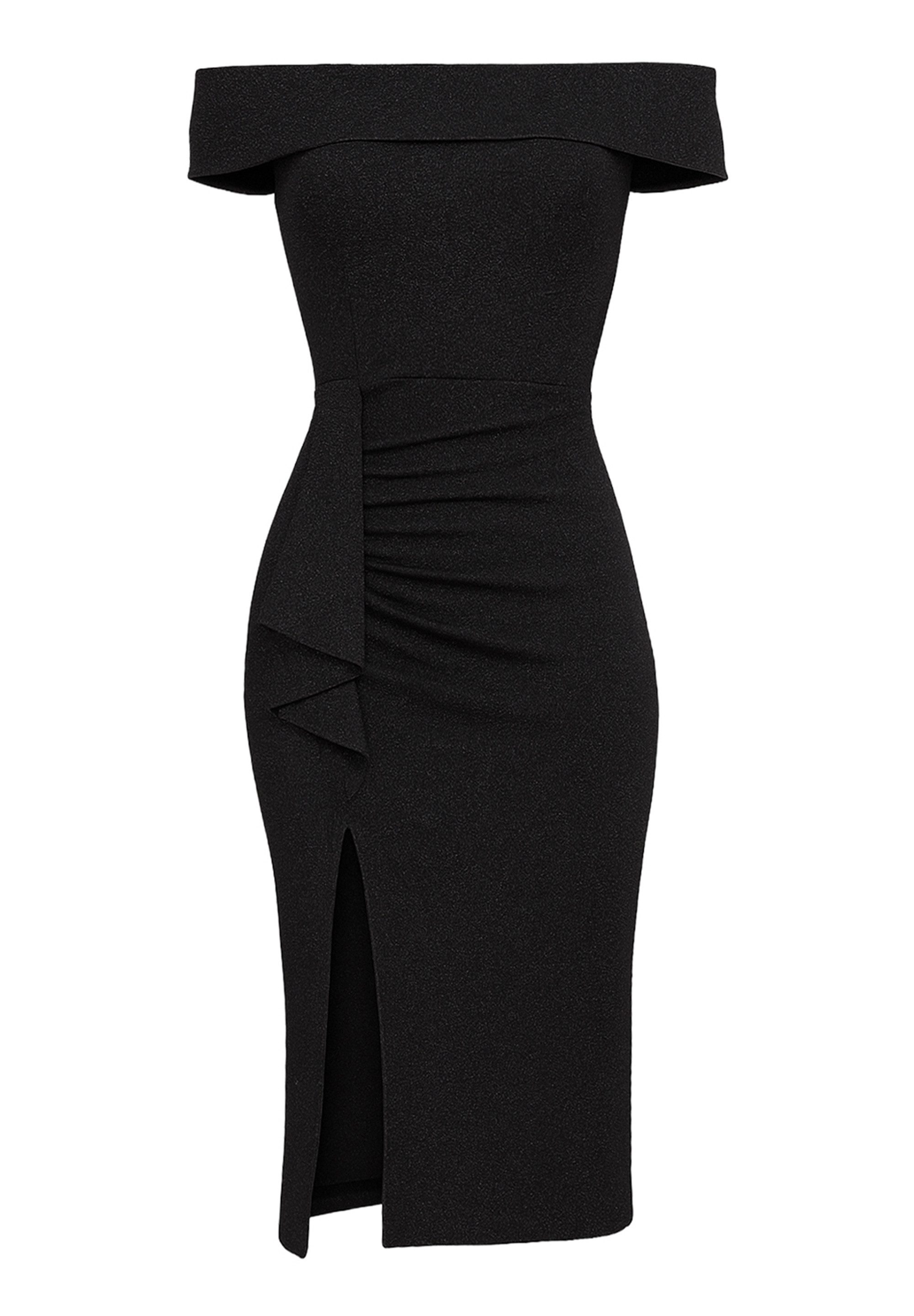 Goddiva Midikleid Sparkling Bardot Midi With Waterfall Ruffle knielang günstig online kaufen