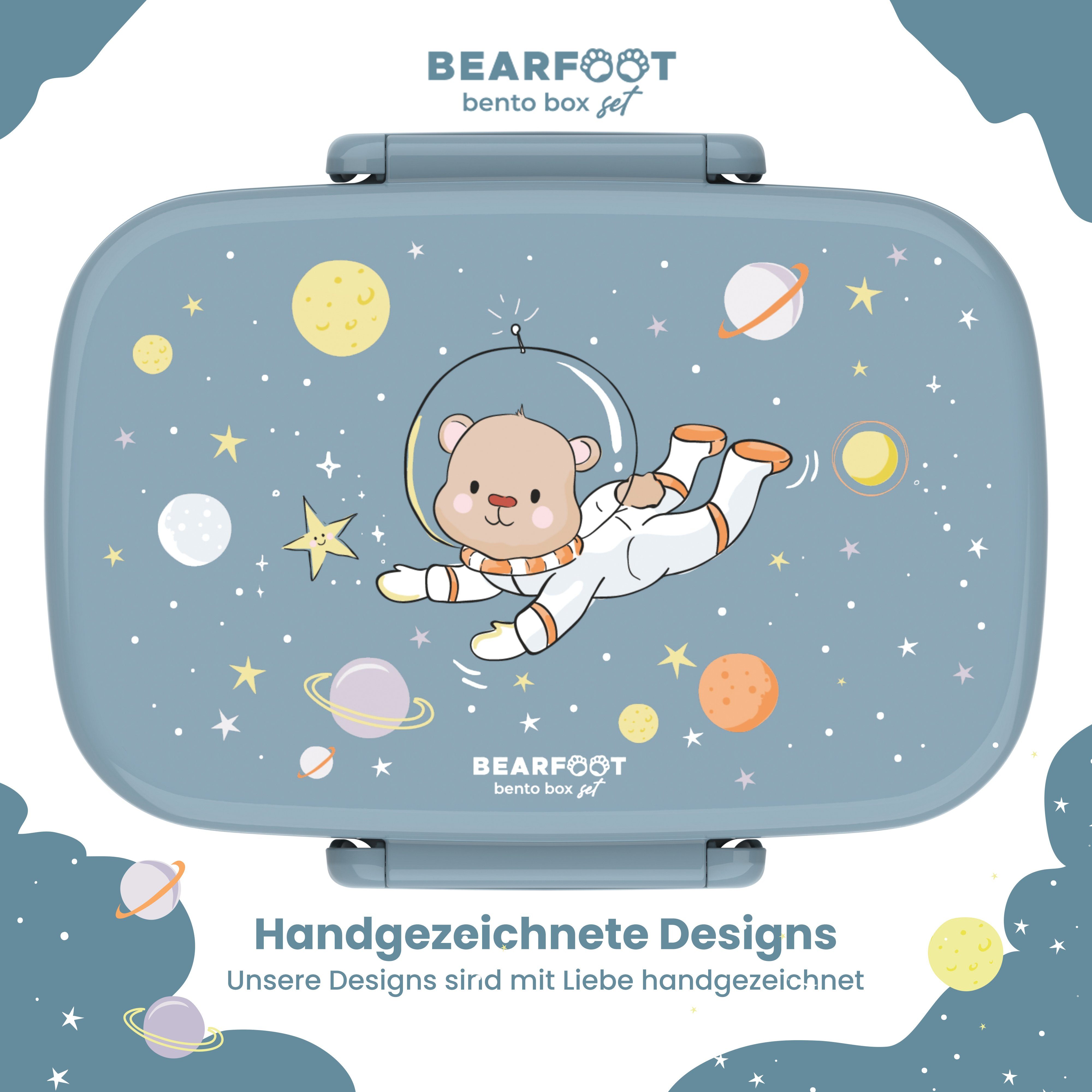 BEARFOOT Lunchbox Brotdose Kinder mit Fächern, leicht & auslaufsicher - Bär, Kindergarten und Schule - Mädchen und Jungen, Vesperbox, Snackbox