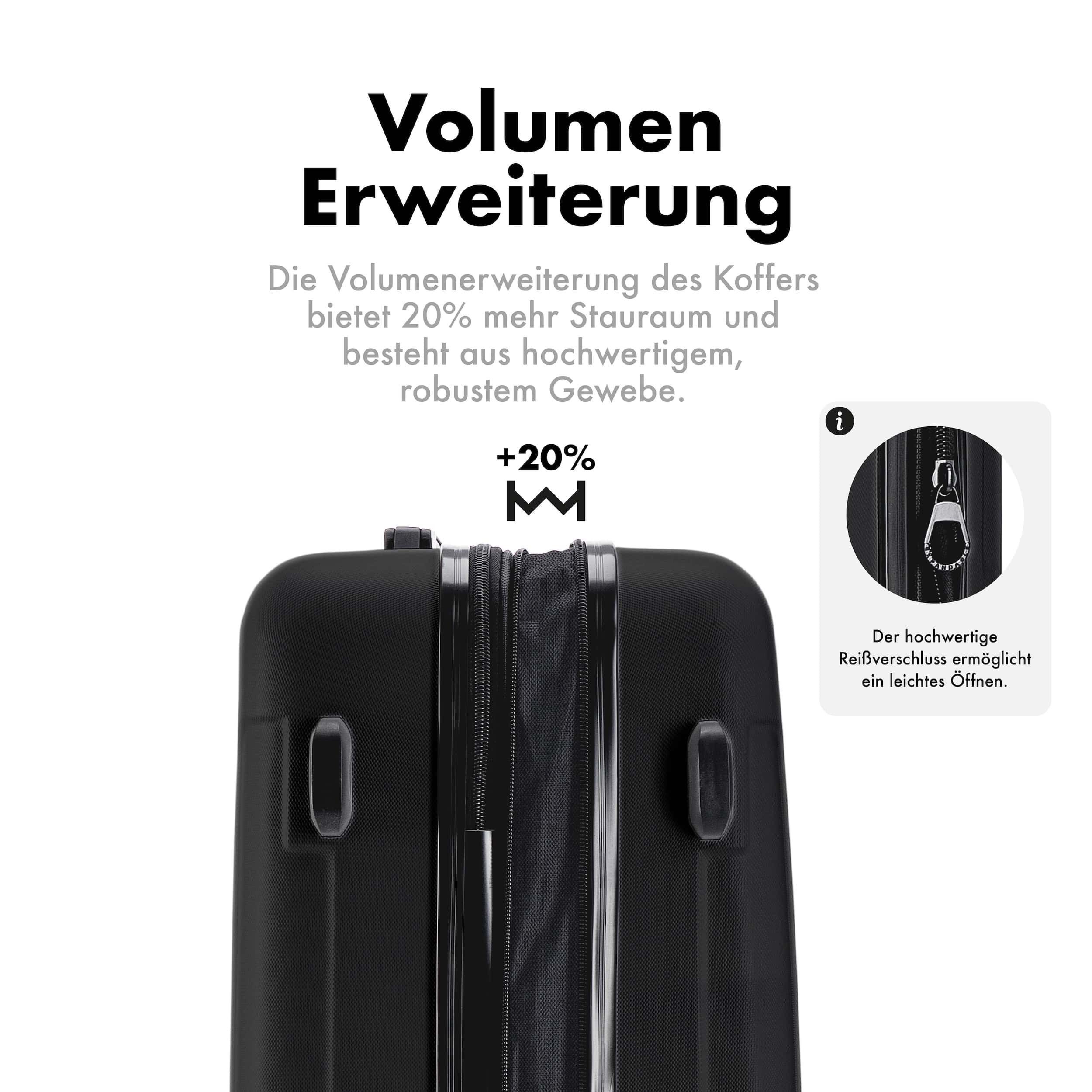 Flexot Hartschalen-Trolley F-3045 (Gr. M, L, XL) – Kofferset – ABS-Hartschale, 4 Rollen, Robuster und moderner Koffer mit vier 360° Rollen und Zahlenschloss