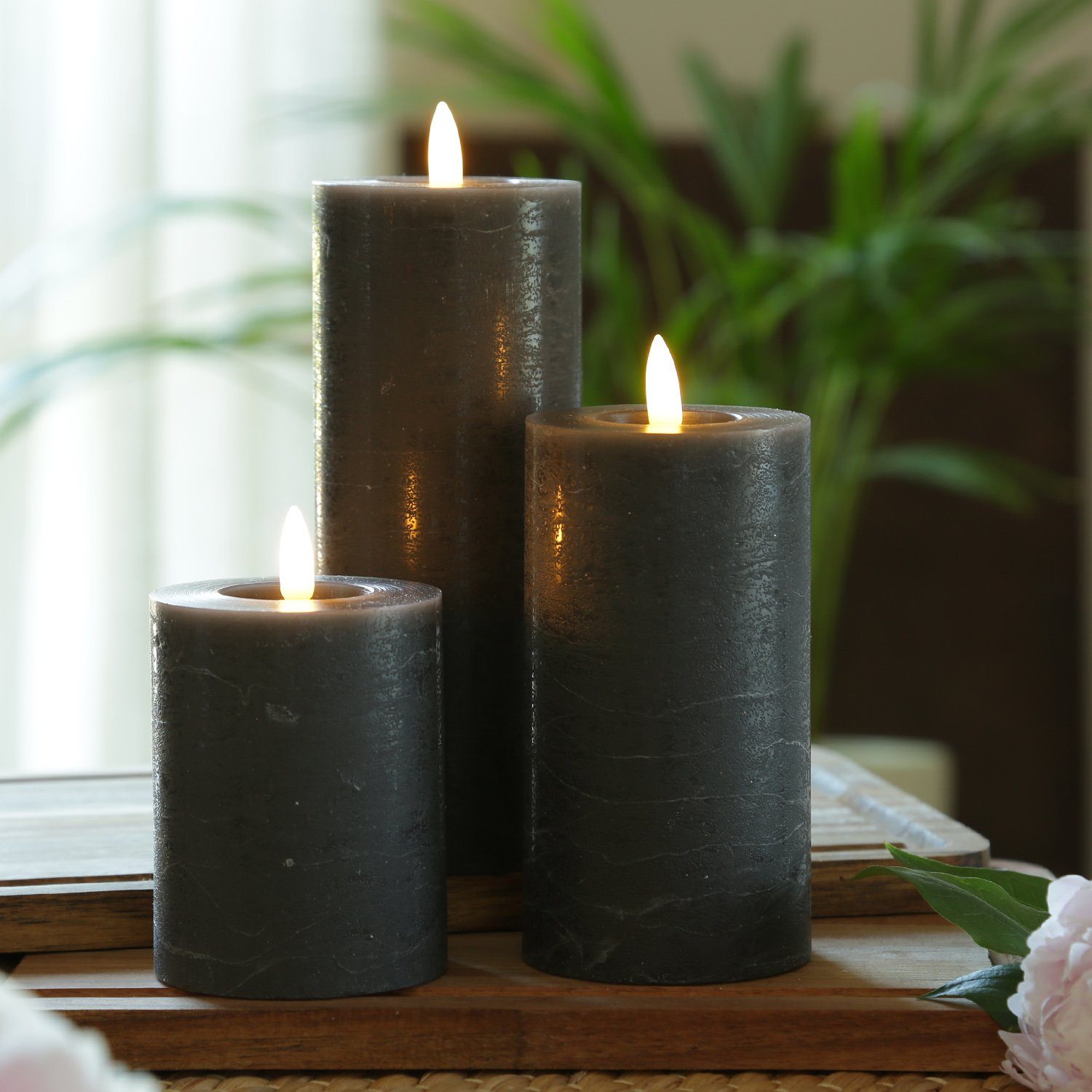 MARELIDA LED-Kerze LED Kerzenset LINA Rustik Optik Echtwachs 3 Größen Timer günstig online kaufen