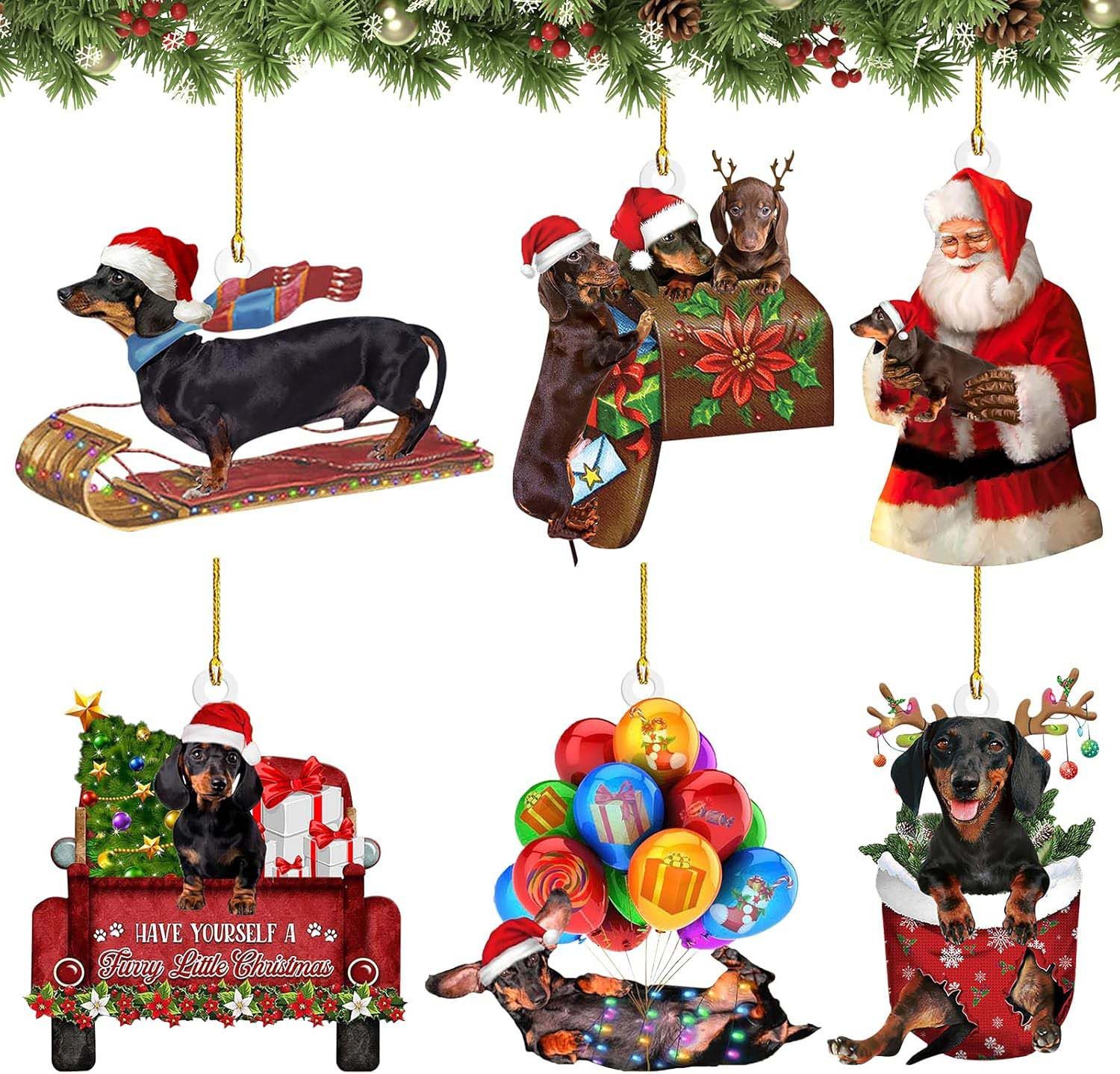 trends for living Hängedekoration 6 Stück Weihnachtsanhänger Dackel Geschen günstig online kaufen