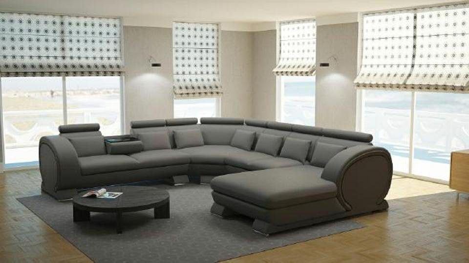 JVmoebel Ecksofa Designer schwarze U-Form Sofa luxus Design modern Stilvoll Neu, Made in Europe
