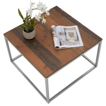 CARO-Möbel Couchtisch NOVY, Couchtisch Beistell Tisch Industrial design 67 x 67 cm, Old Style/grau
