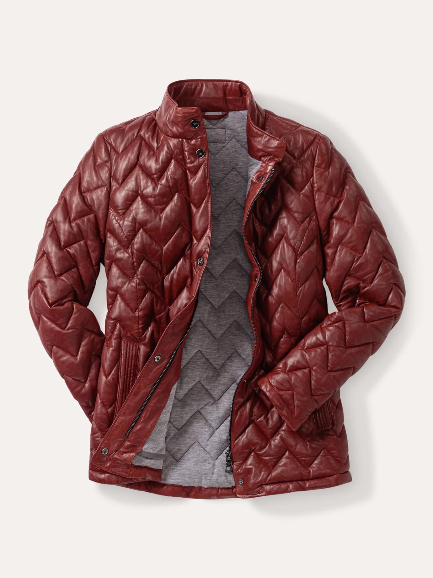 Walbusch Lederjacke Damen Lammnappa Jacke Sandwichstepp Stehkragen, wärmend – Bild 2 von 4