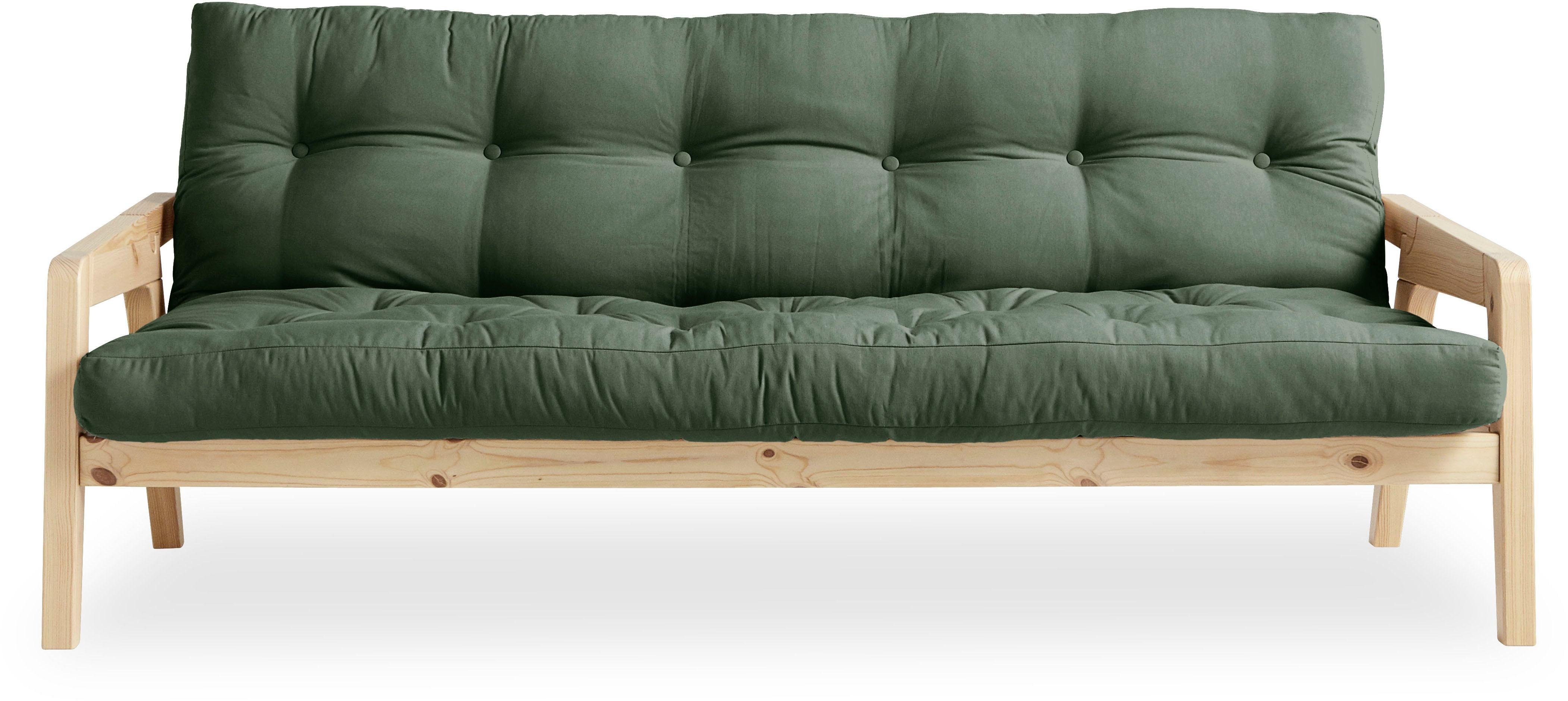 Karup Design Schlafsofa Grab, inkl. Futonmatratze - aus massivem Kieferholz, 130x190 cm, Mit Holzstruktur, inkl. Futonmatratze, Liegefläche 130x190 cm