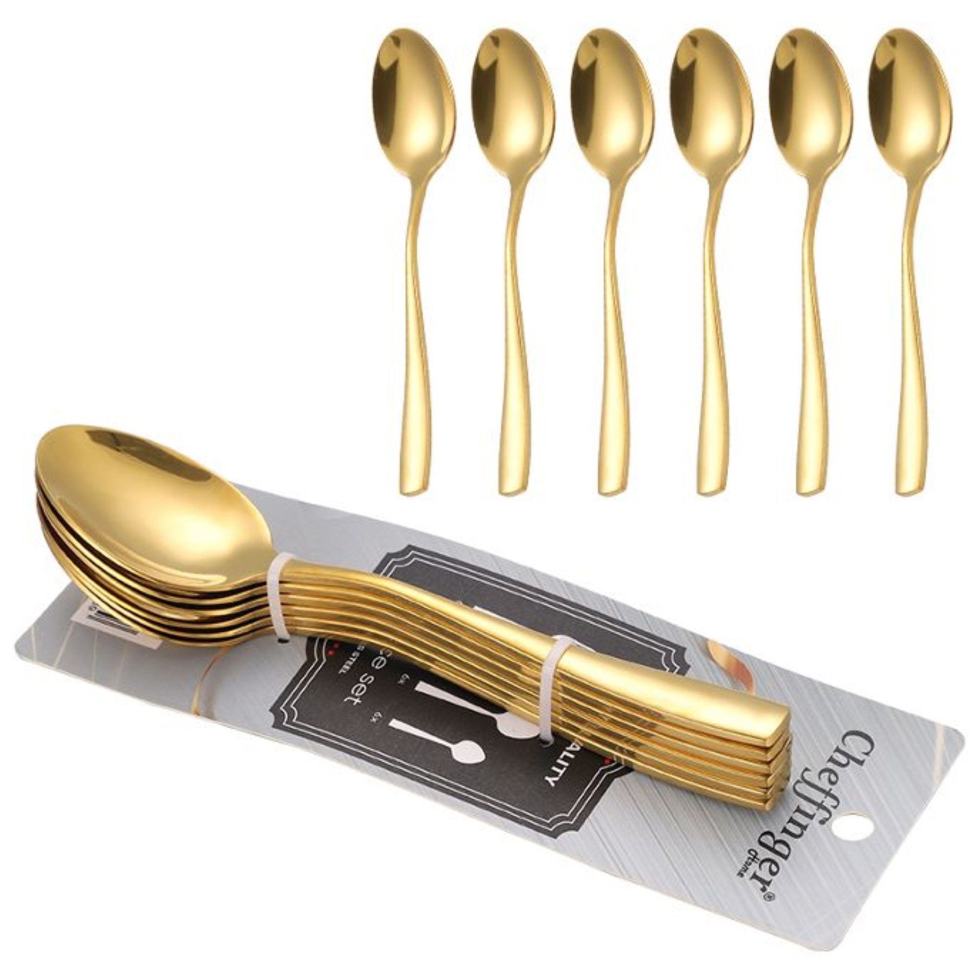 Cheffinger Besteck-Set 6er Set goldene Kaffeelöffel aus hochwertigem Edelstahl Modern, Edelstahl – Bild 5 von 5