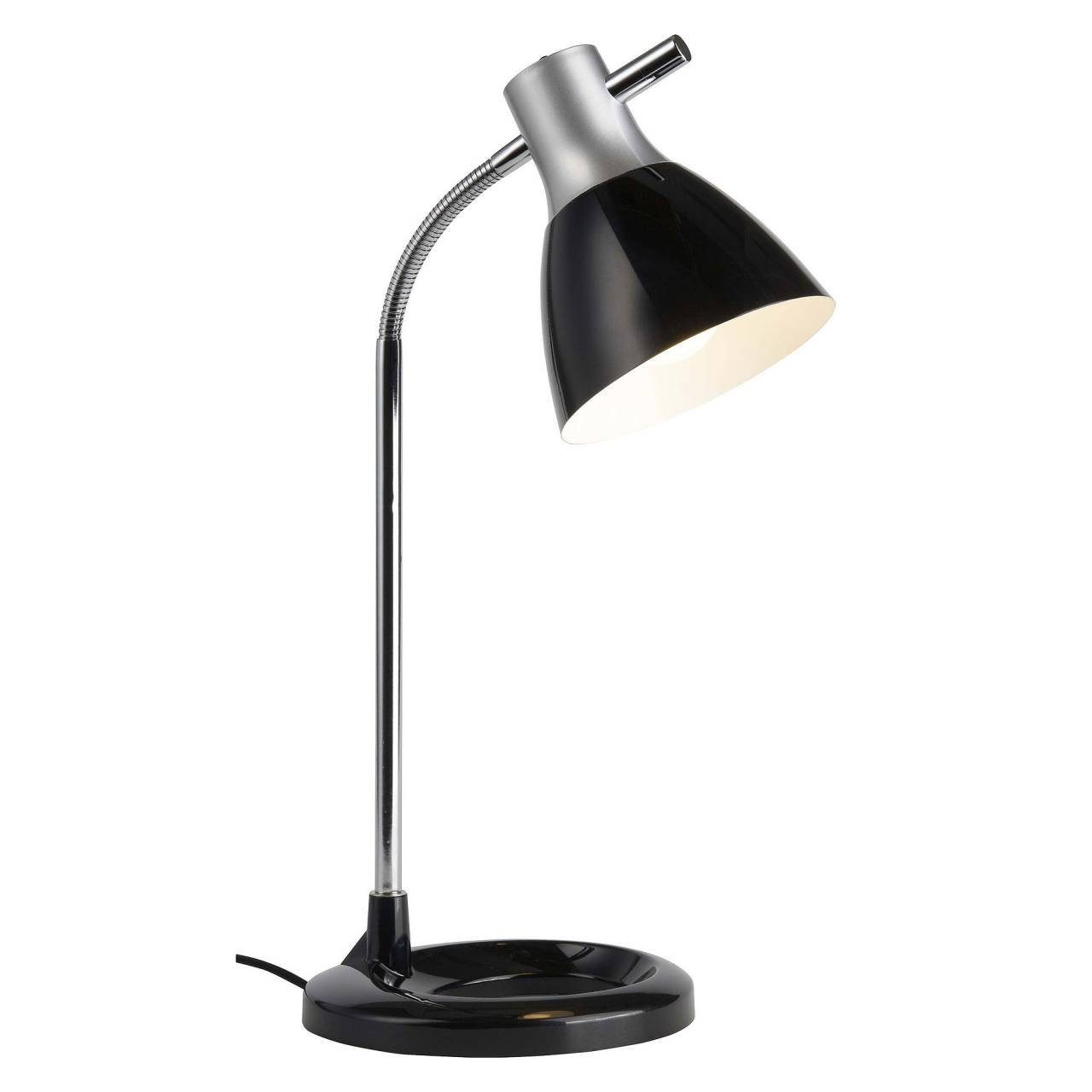 Brilliant Tischleuchte Jan, Lampe Jan Tischleuchte silber/schwarz 1x A60, E27, 40W, geeignet für