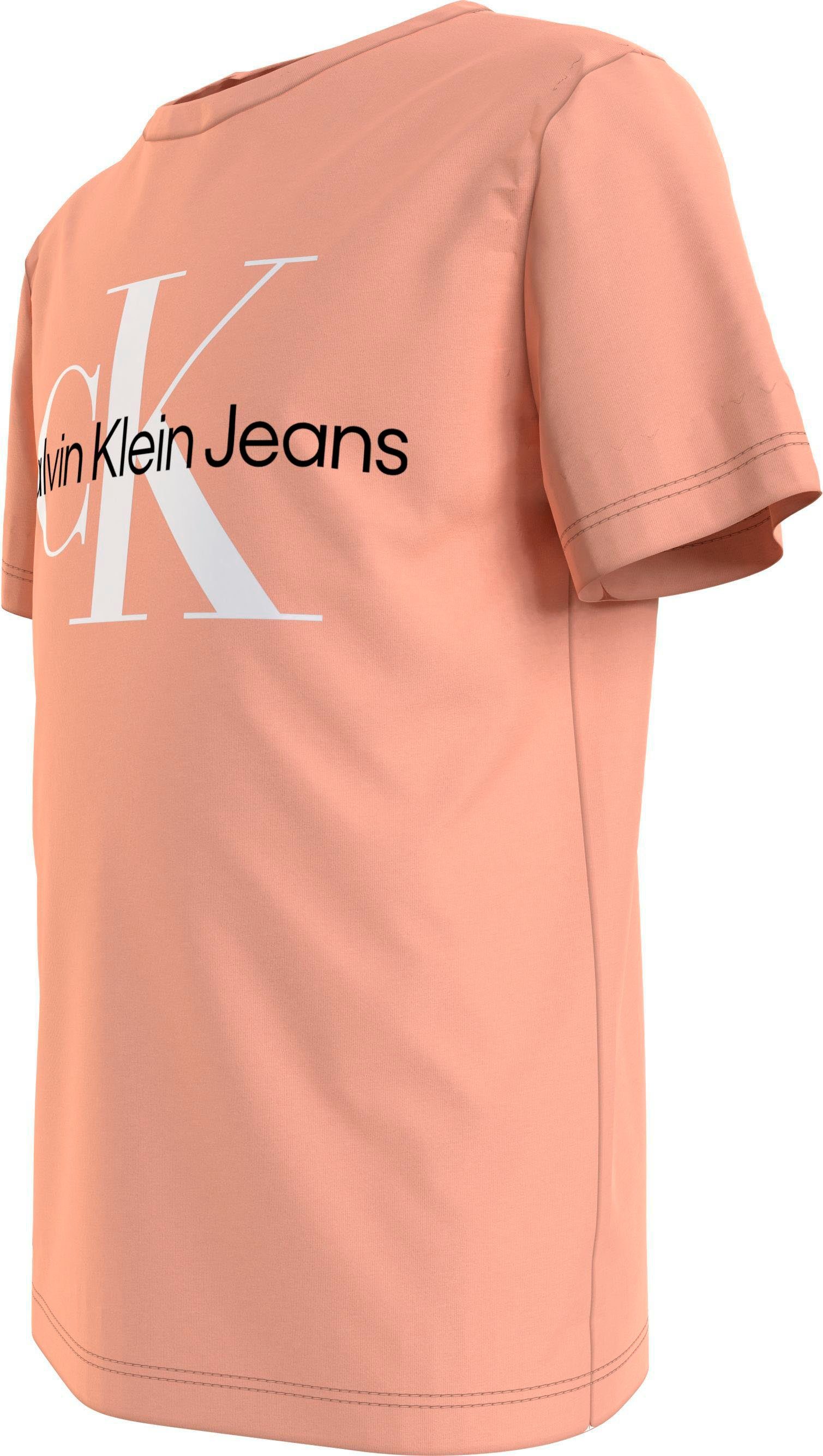 Kinder Calvin Jungen MiniMe,für T-Shirt MONOGRAM T-SHIRT LOGO hellorange Klein Junior und Mädchen Kids Jeans