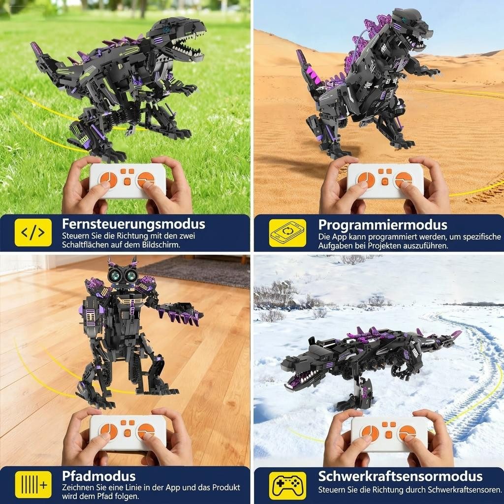 GarveeMore Lernspielzeug 5-in-1 Programmierbarer Dinosaurier Roboter Bausatz