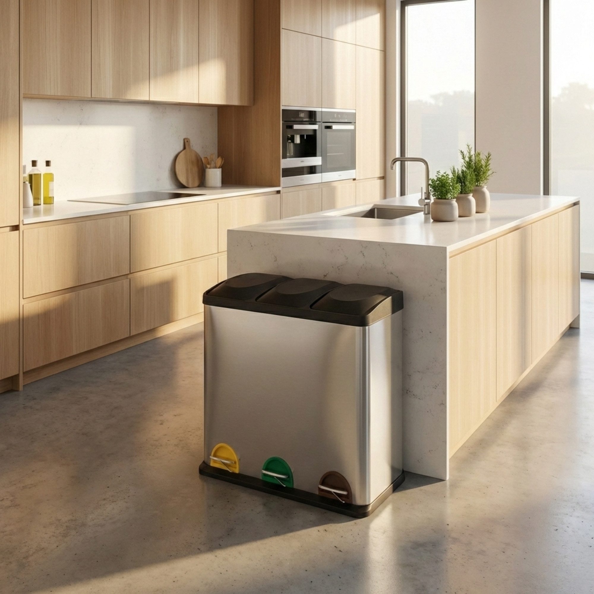 NUXIO Mülltrennsystem 3-Fach Mülltrennsystem ESLI, 60 l