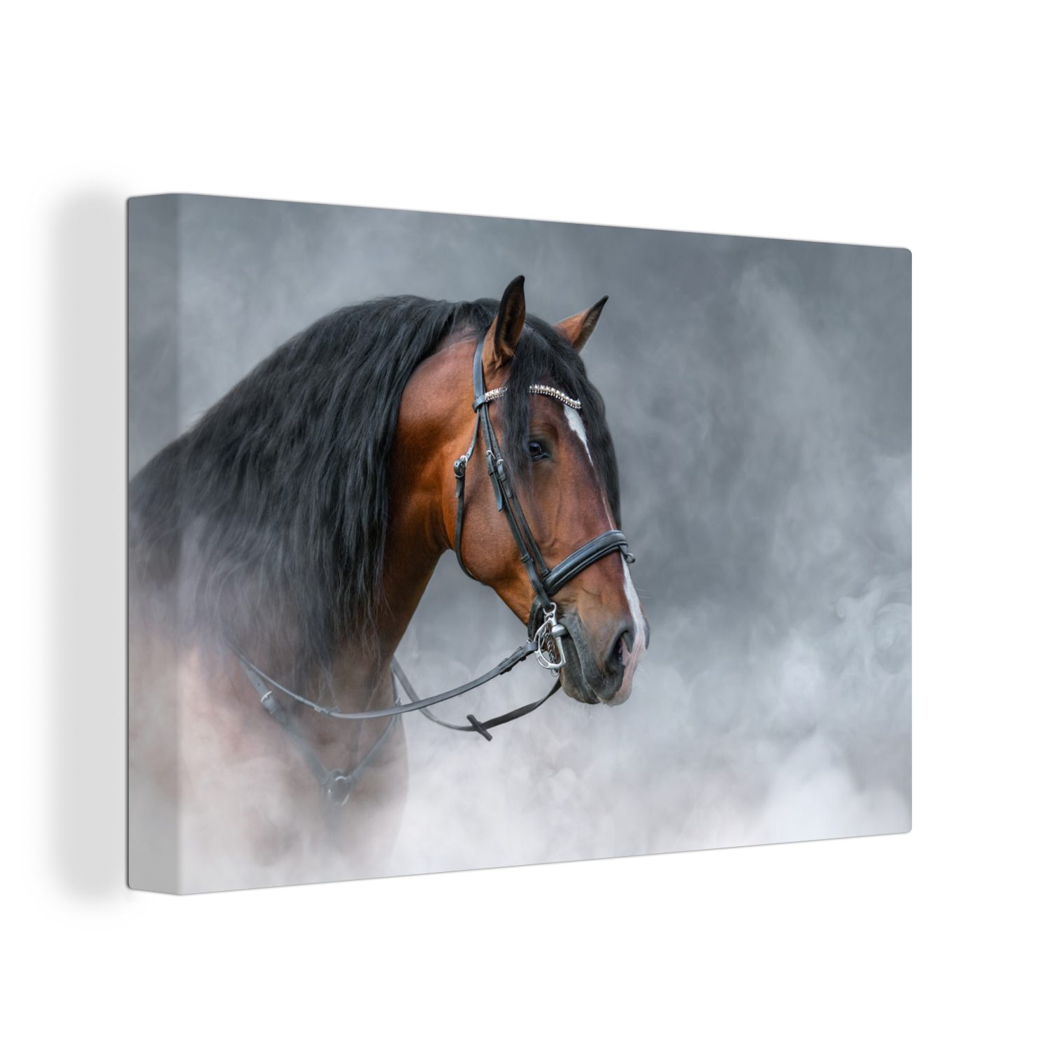 Smoke St), (1 - 30x20 Leinwandbilder, Wandbild Aufhängefertig, Schwarz, Pferd - Wanddeko, cm Leinwandbild OneMillionCanvasses®