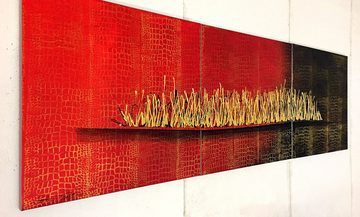 WandbilderXXL Gemälde Gold Fire 180 x 60 cm, Abstraktes Gemälde, handgemaltes Unikat