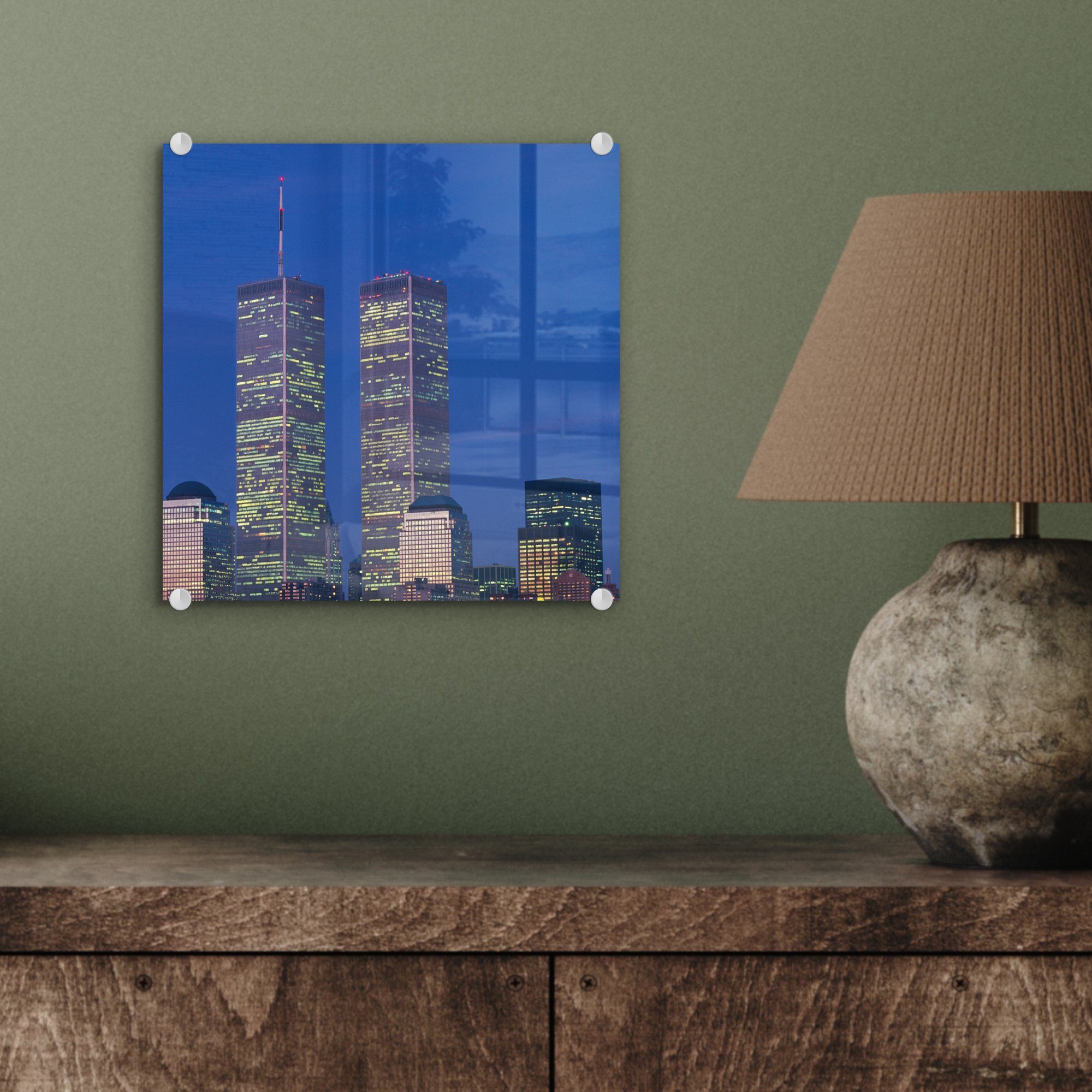 MuchoWow Acrylglasbild World Trade - Foto St), New York, Glasbilder - Glas auf Bilder - Wanddekoration Center - Wandbild (1 - Glas auf Abend