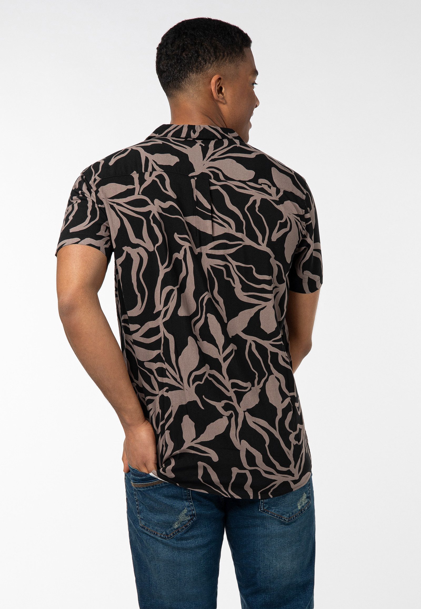 Urban Surface Kurzarmhemd Herren Freizeithemd Allover-Print günstig online kaufen