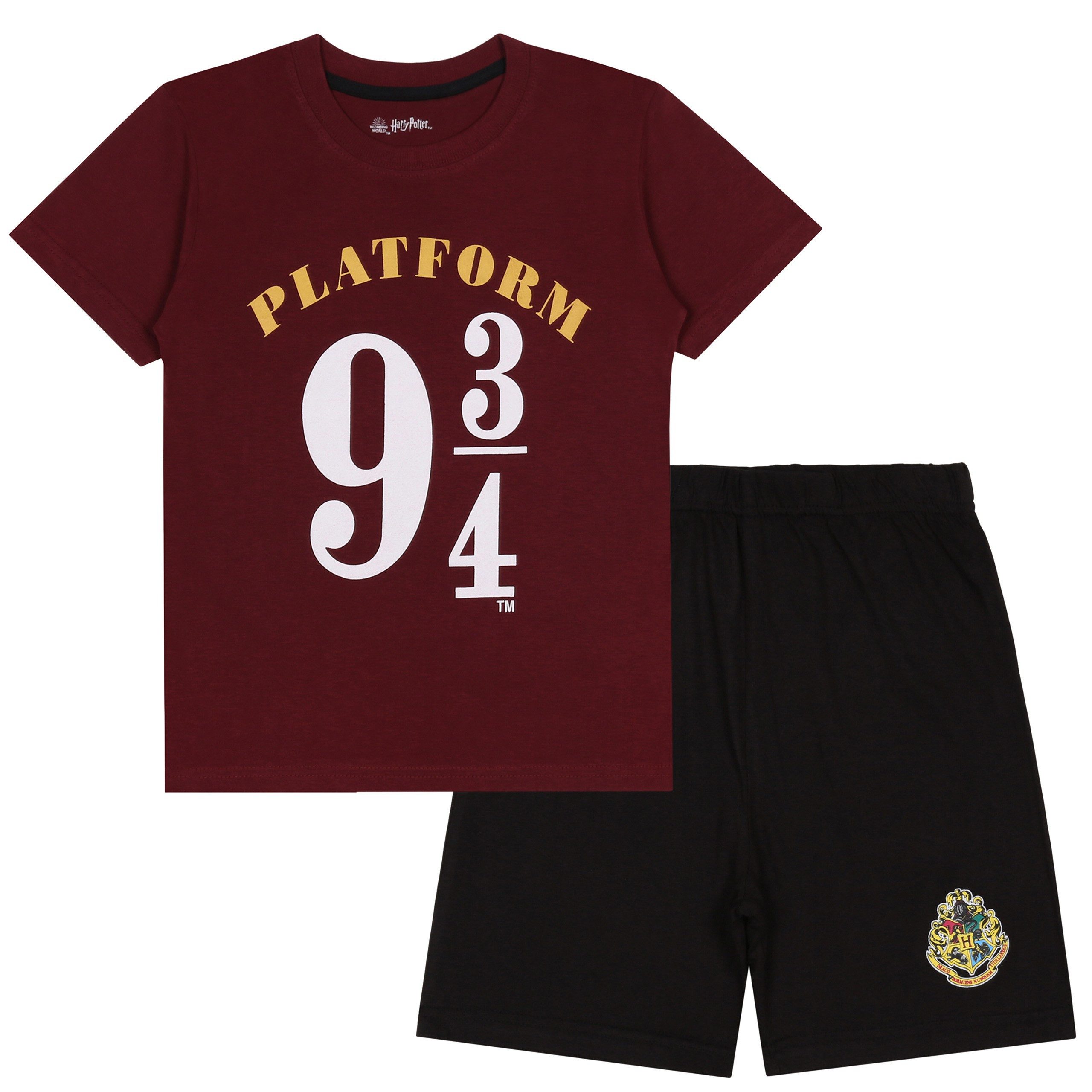 Harry Potter Pyjama Harry Potter Plattform 9 3/4 Pyjama burgunderrot und schwarz, 134 cm
