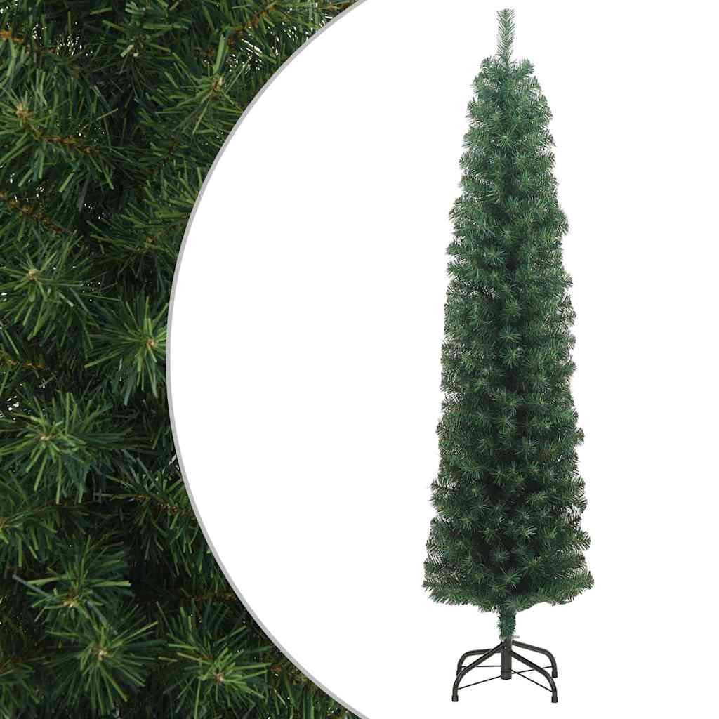 vidaXL Künstlicher Weihnachtsbaum Künstlicher Weihnachtsbaum Schlank mit Ständer Grün 180 cm PVC