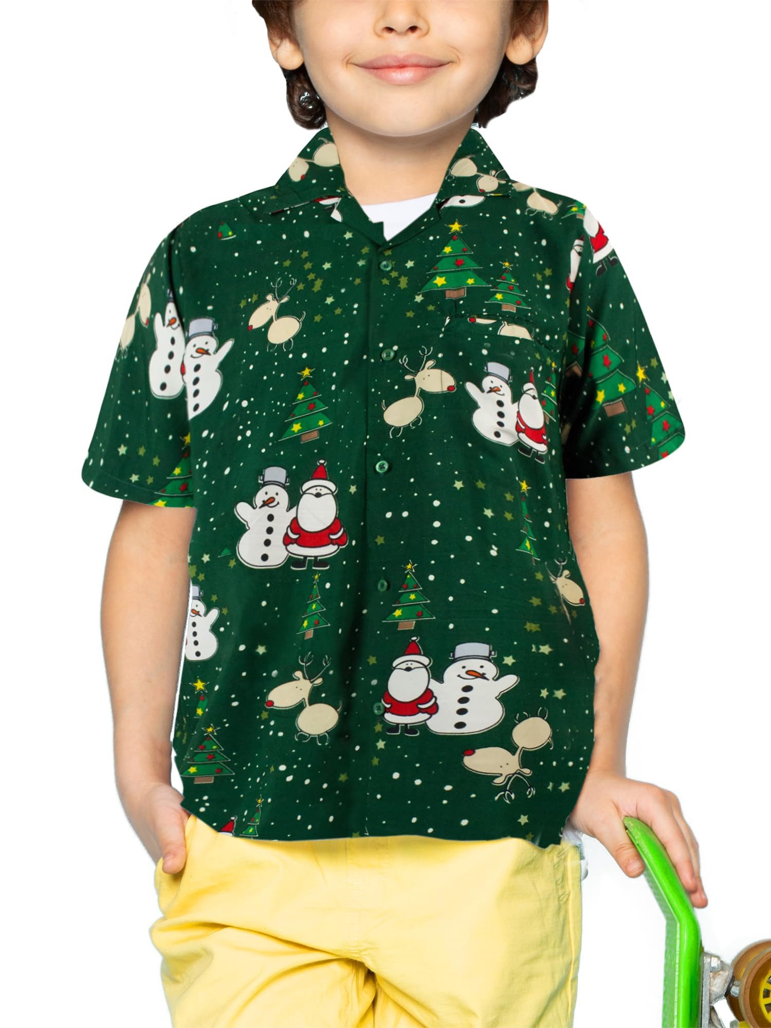 King Kameha Hawaiihemd "Christmas Buddies" Kids Funky Hawaii-Hemd Kinder Kurzarm FrontTasche