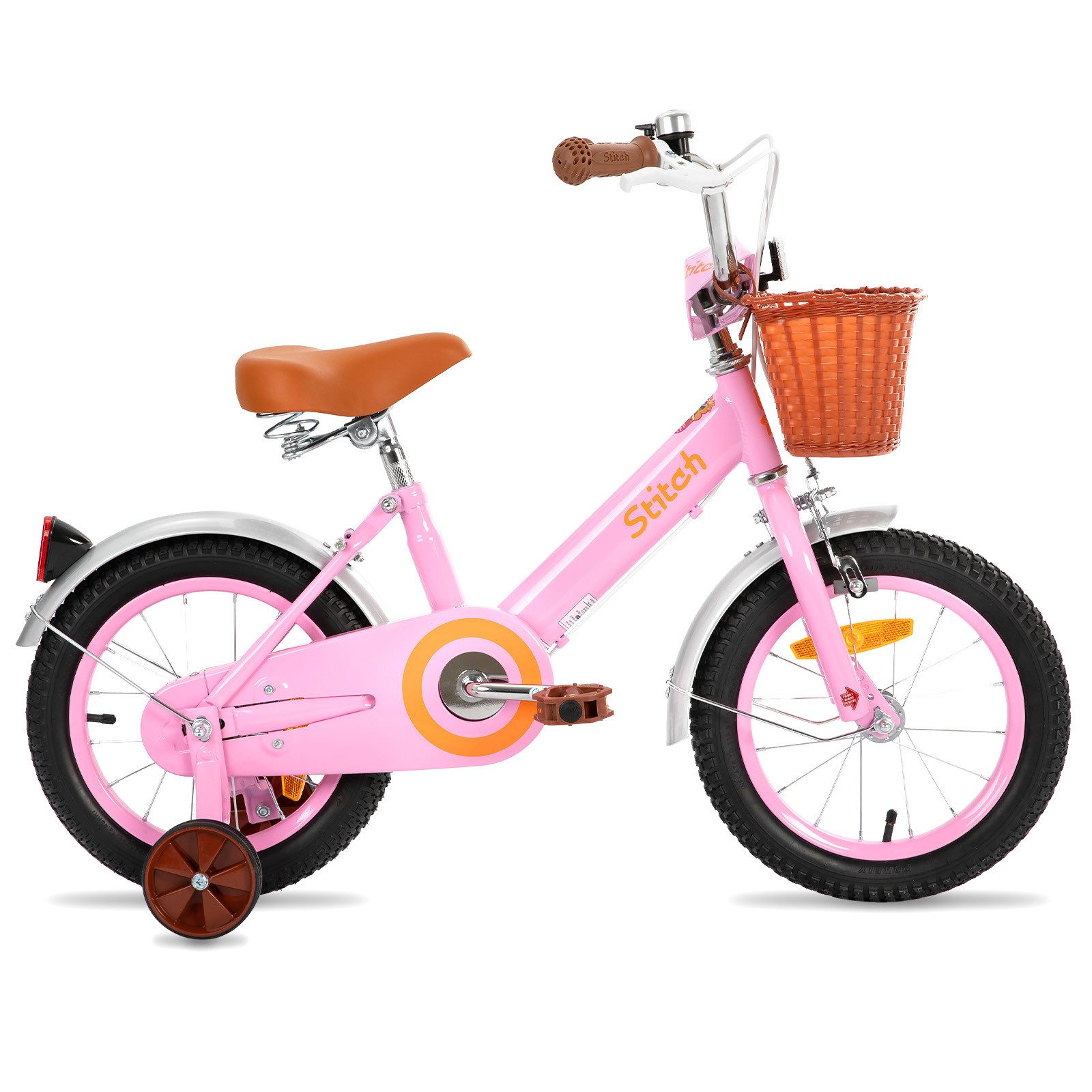 JOYSTAR Kinderfahrrad Vintage 12 14 16 18 Zoll Kinderfahrrad für 2-8 jährige Mädchen, mit Stützrädern, Kotflügel, Korb, Fahrradklingel, Reflektorplatte
